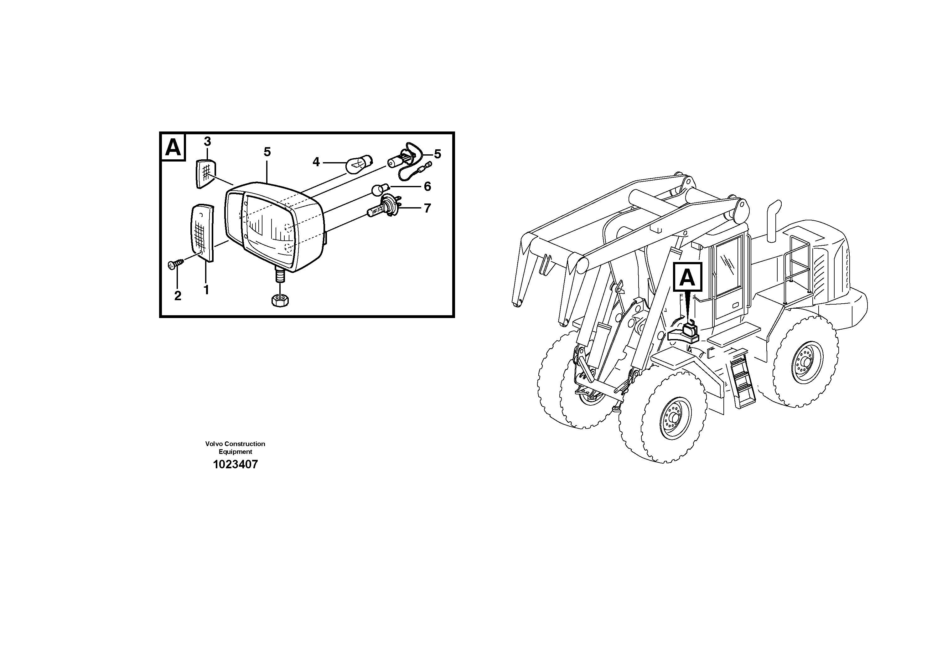 Схема запчастей Volvo L180E - 16333 Lighting, front L180E HIGH-LIFT S/N 5004 - 7398