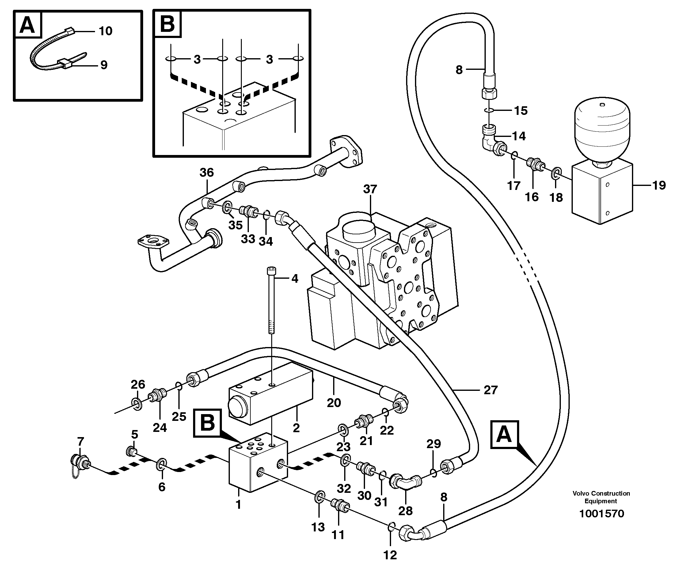 Схема запчастей Volvo L180E - 10634 Servo system, diff. lock L180E HIGH-LIFT S/N 5004 - 7398