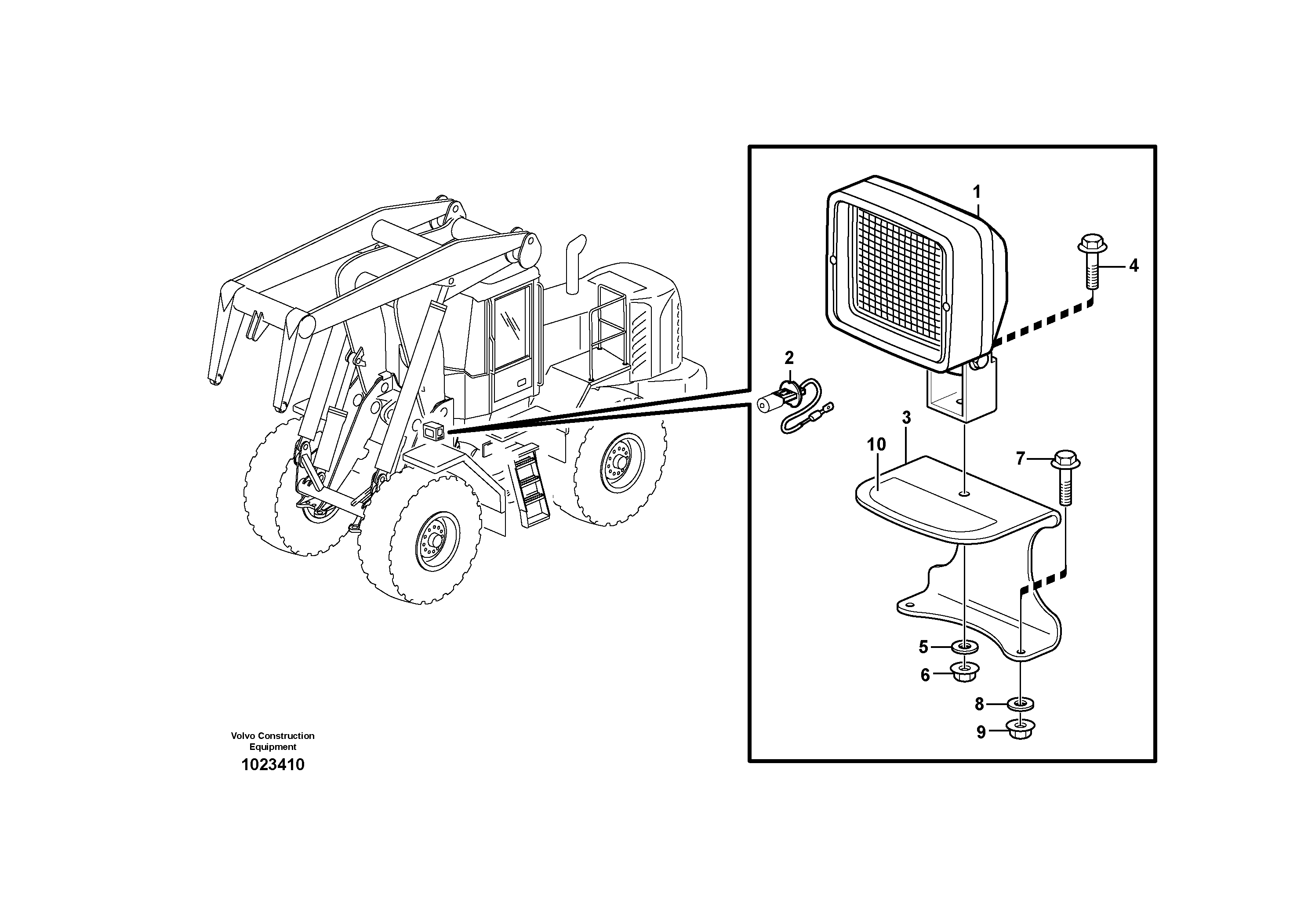 Схема запчастей Volvo L180E - 82199 Work lights, front L180E HIGH-LIFT S/N 5004 - 7398