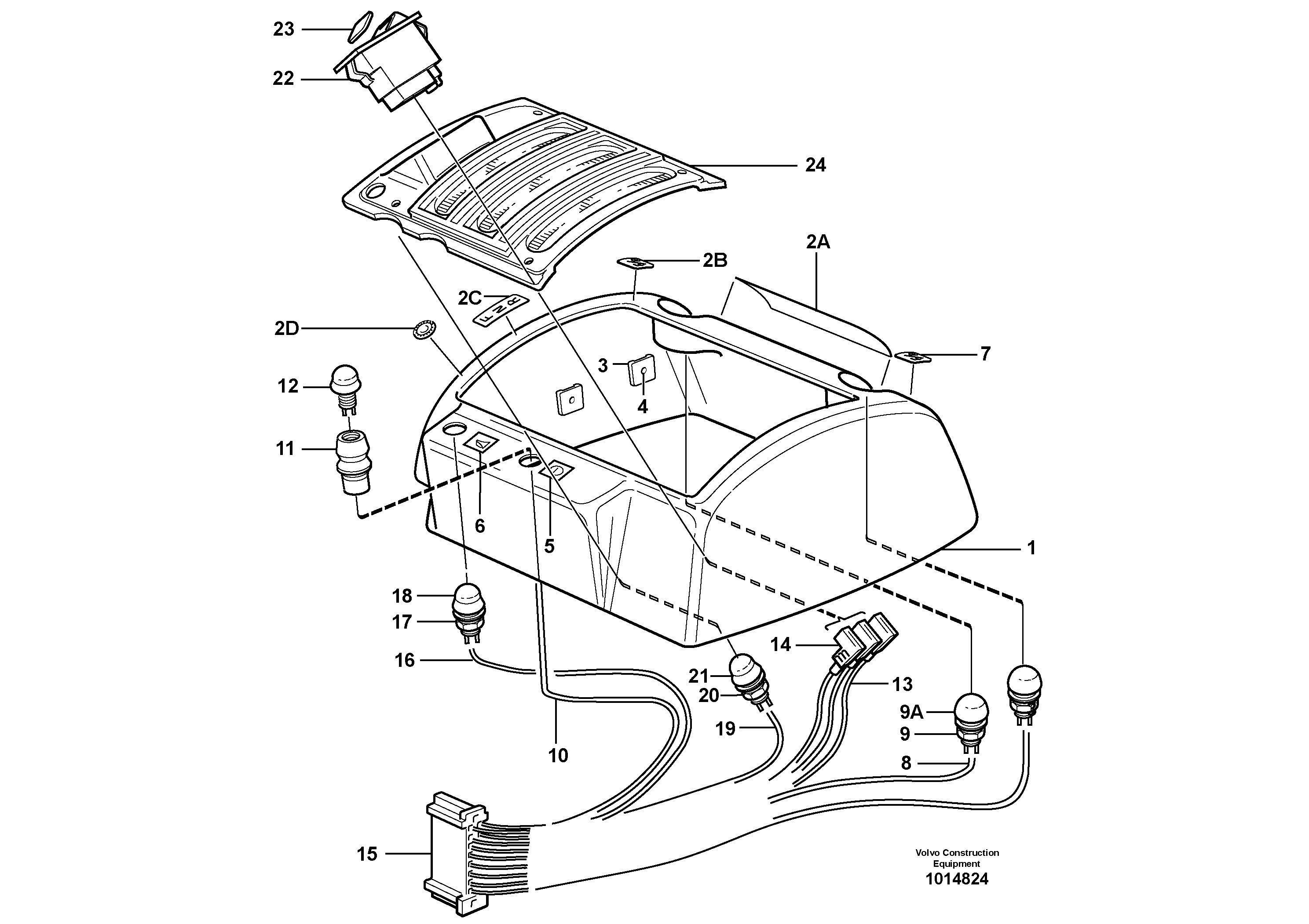 Схема запчастей Volvo L180E - 59862 Cable harnesses, gear lever carrier L180E S/N 5004 - 7398 S/N 62501 - 62543 USA