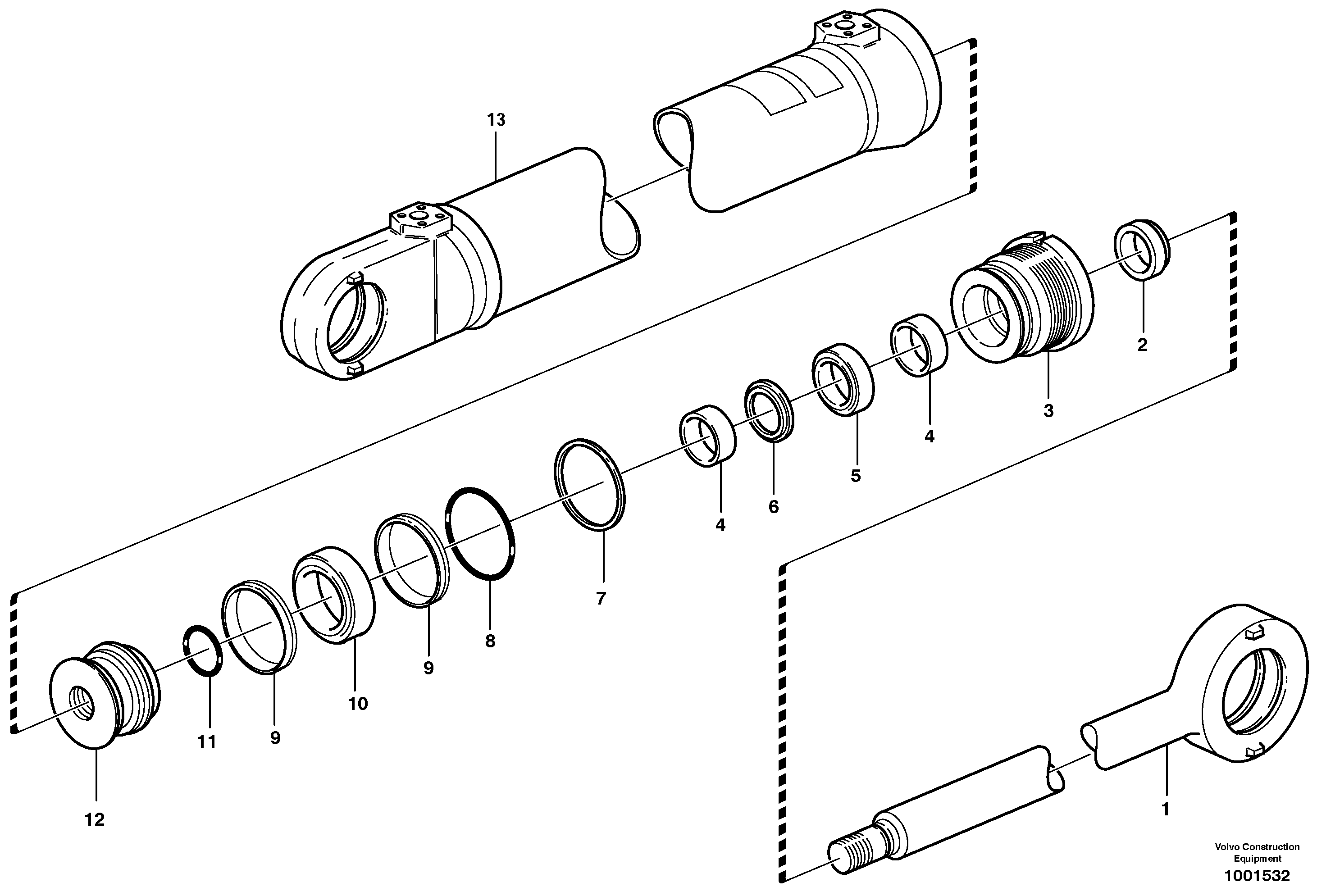 Схема запчастей Volvo L180E - 5130 Гидроцилиндр ATTACHMENTS ATTACHMENTS WHEEL LOADERS GEN. D - E