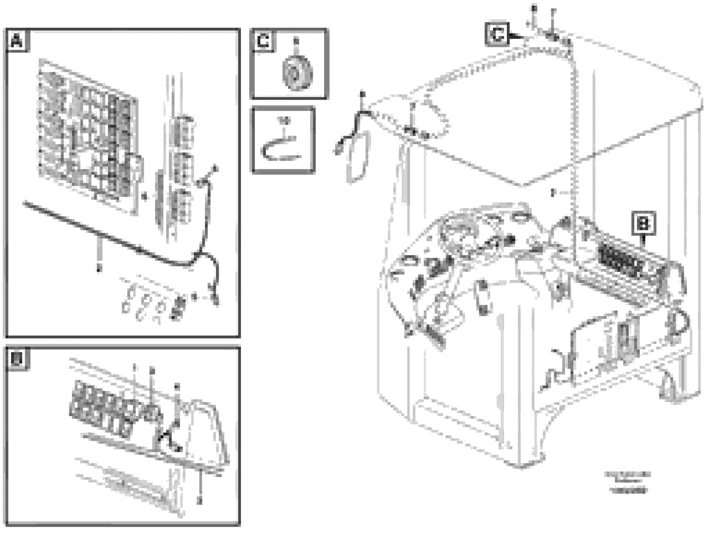 Схема запчастей Volvo L180E - 60267 Cable harness, electr. heated rear-view mirror L180E S/N 5004 - 7398 S/N 62501 - 62543 USA