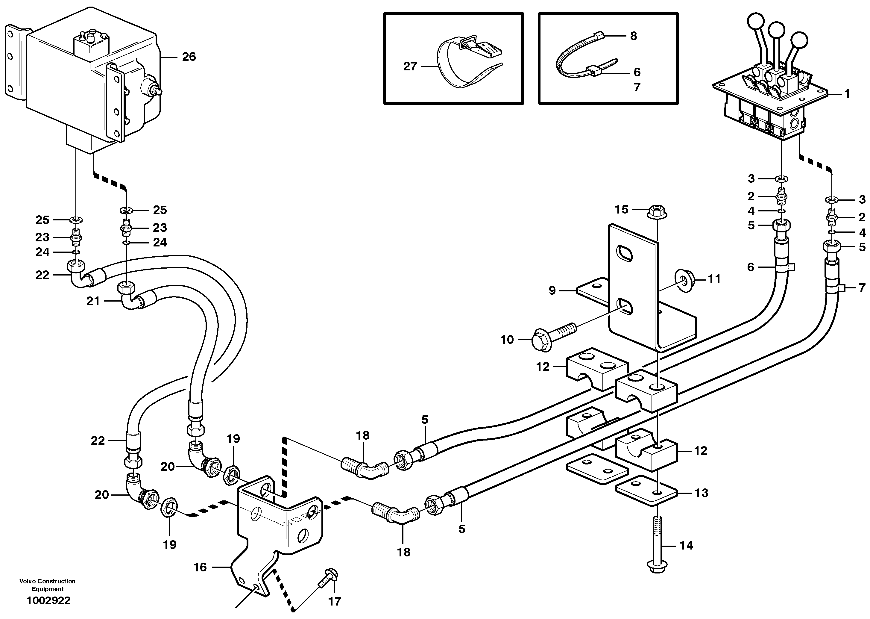 Схема запчастей Volvo L180E - 92908 Servo - hydraulic 3rd function L180E S/N 5004 - 7398 S/N 62501 - 62543 USA