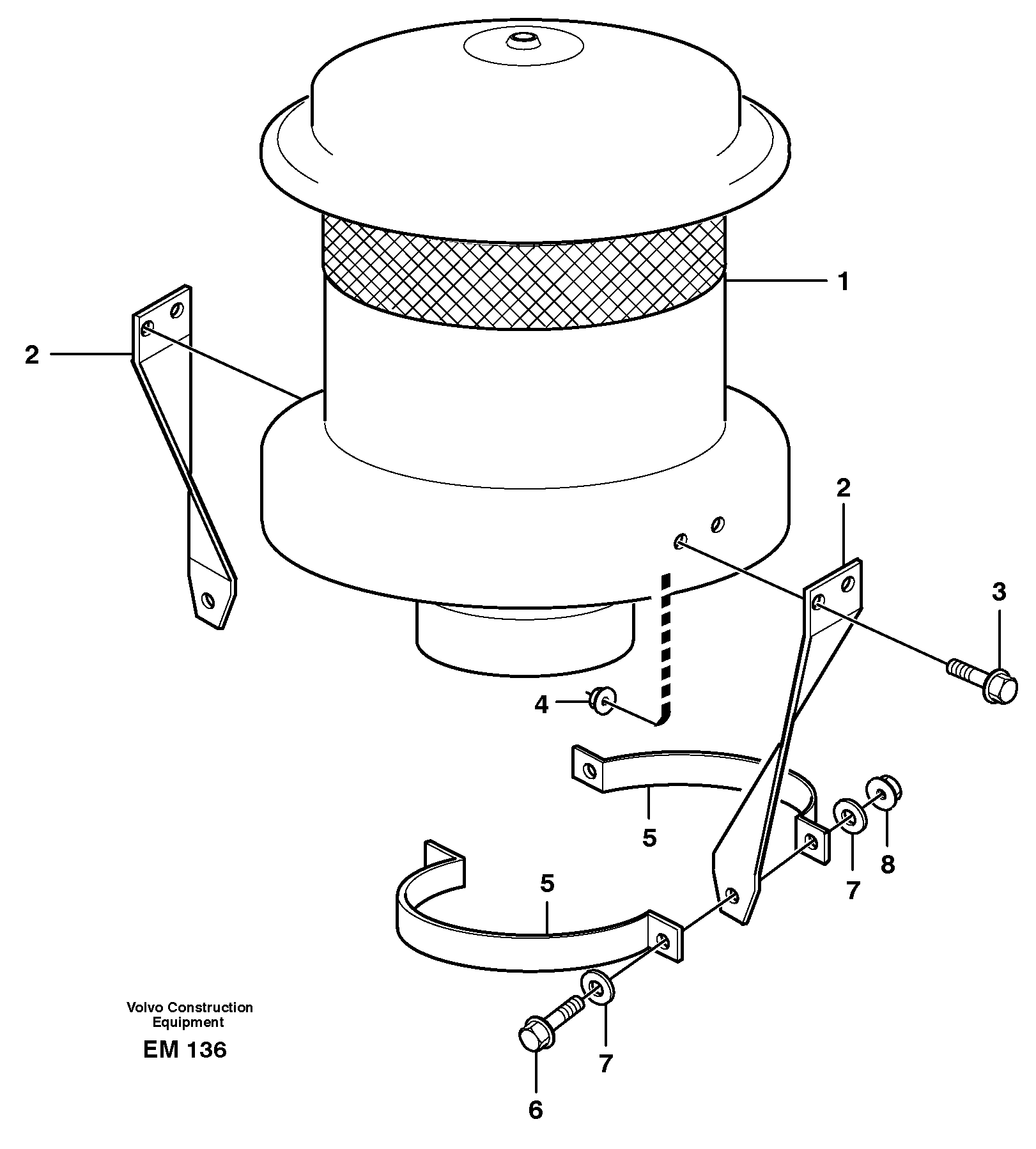 Схема запчастей Volvo L180E - 28363 Air filter L180E S/N 8002 - 9407