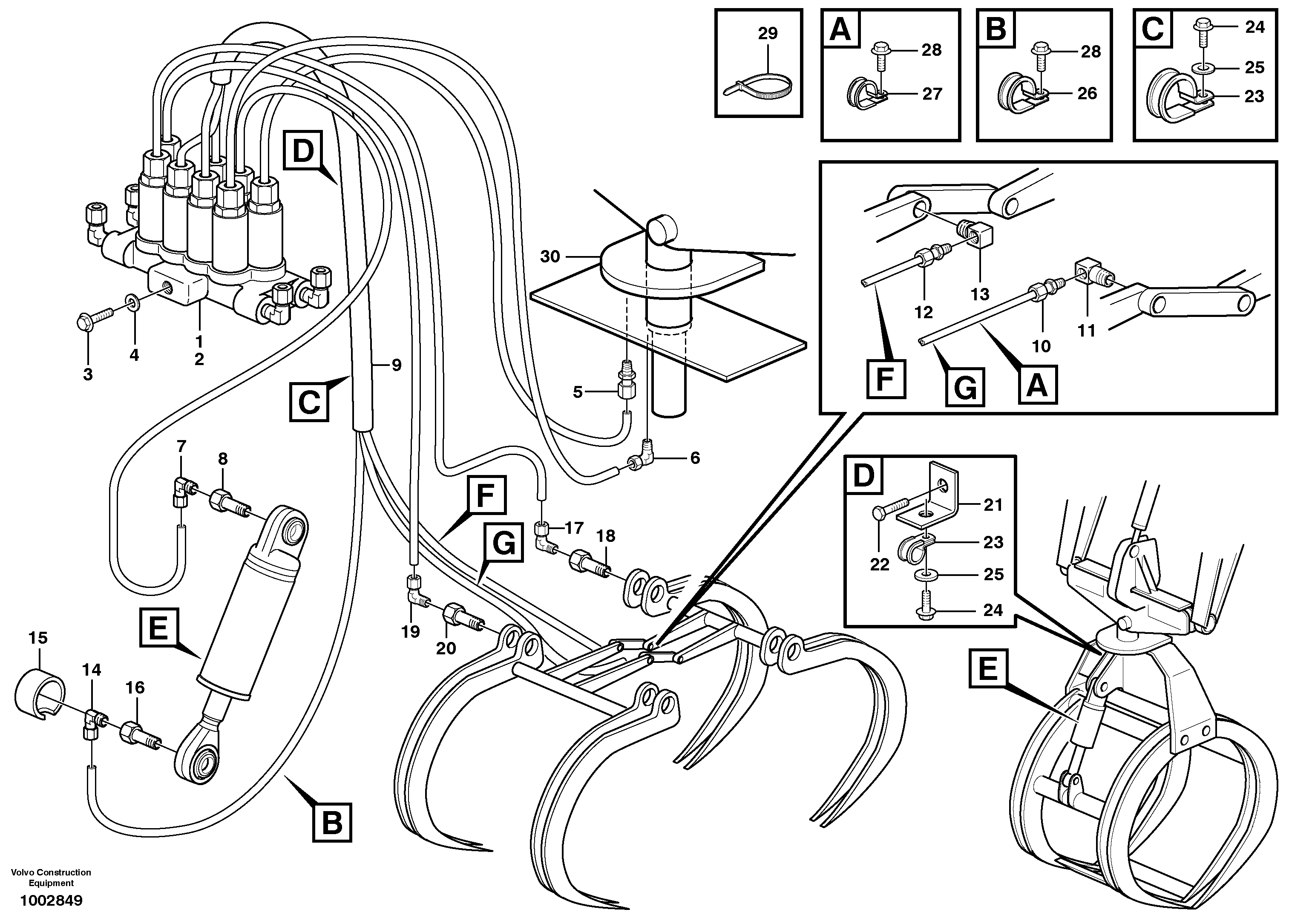 Схема запчастей Volvo L180E - 71639 Distribution block, B6 + B7 L180E HIGH-LIFT S/N 5004 - 7398