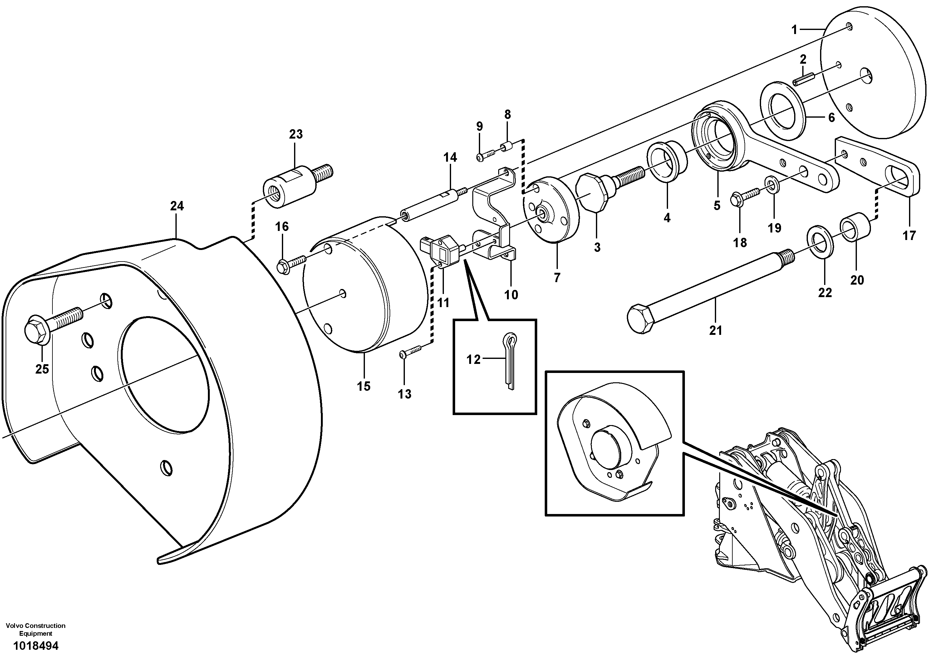 Схема запчастей Volvo L180E - 77173 Angle sensor, tilt L180E S/N 5004 - 7398 S/N 62501 - 62543 USA