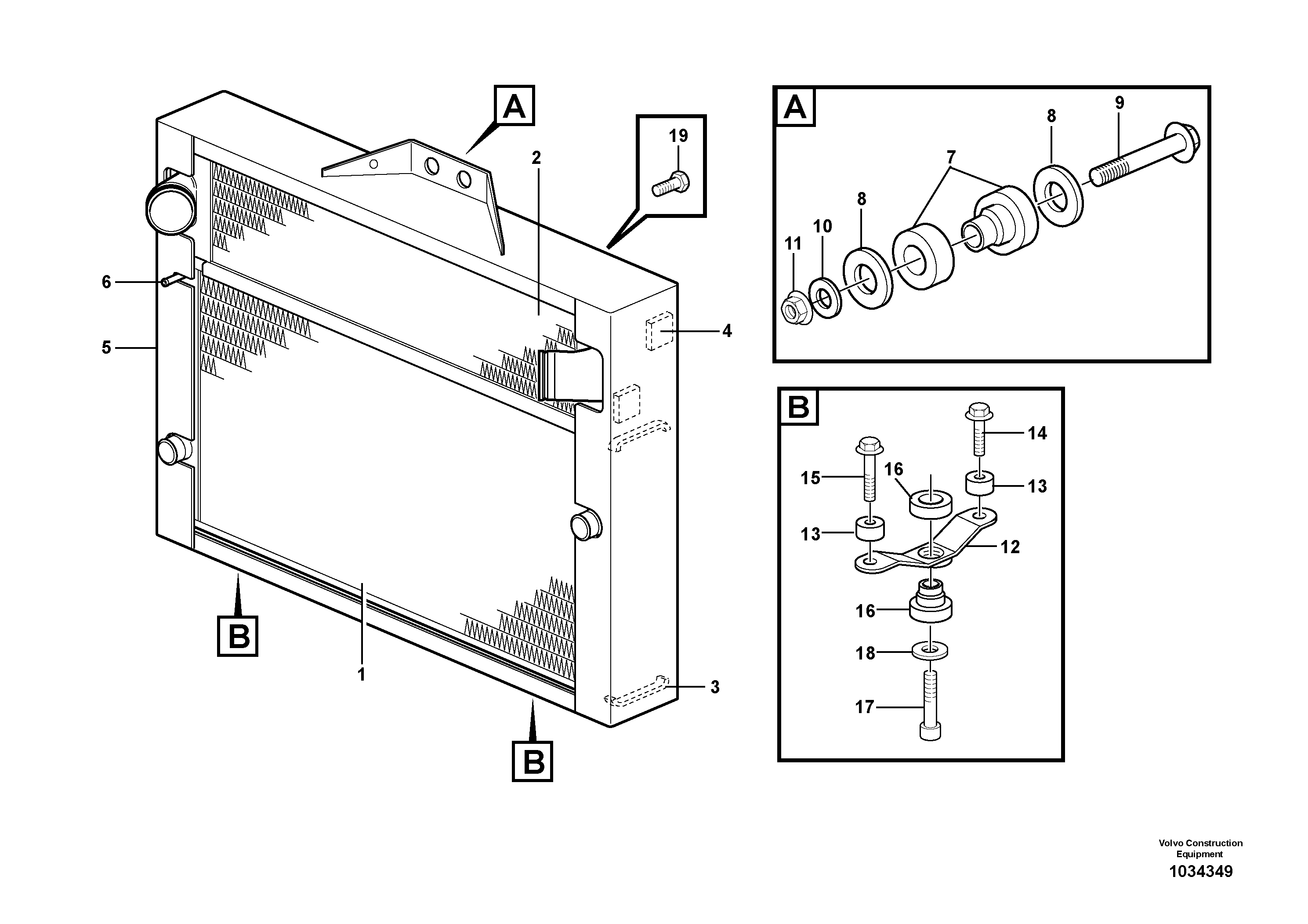 Схема запчастей Volvo L180E - 32951 Radiator with fitting parts L180E S/N 8002 - 9407
