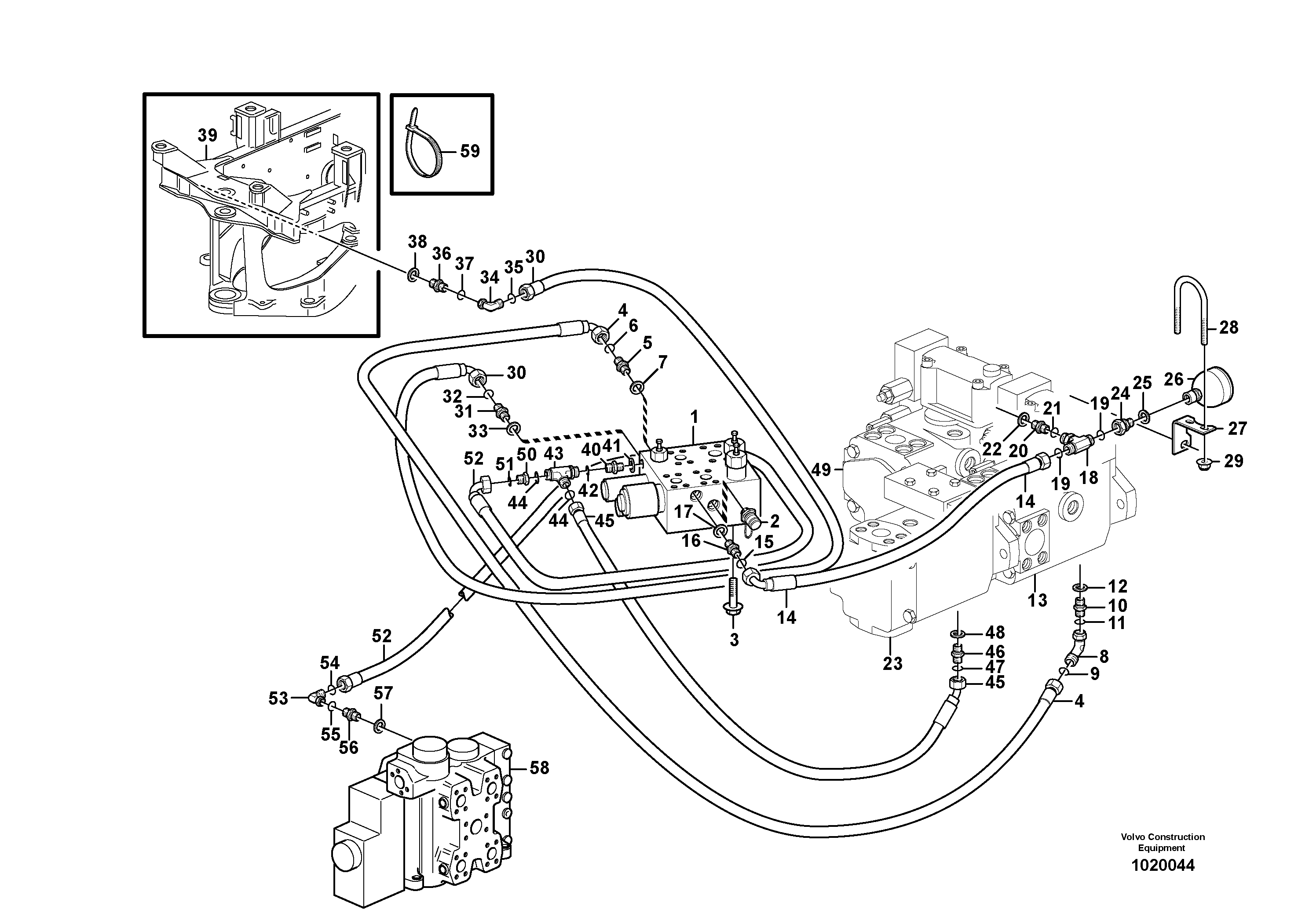 Схема запчастей Volvo L180E - 39938 Load sensing line L180E HIGH-LIFT S/N 8002 - 9407