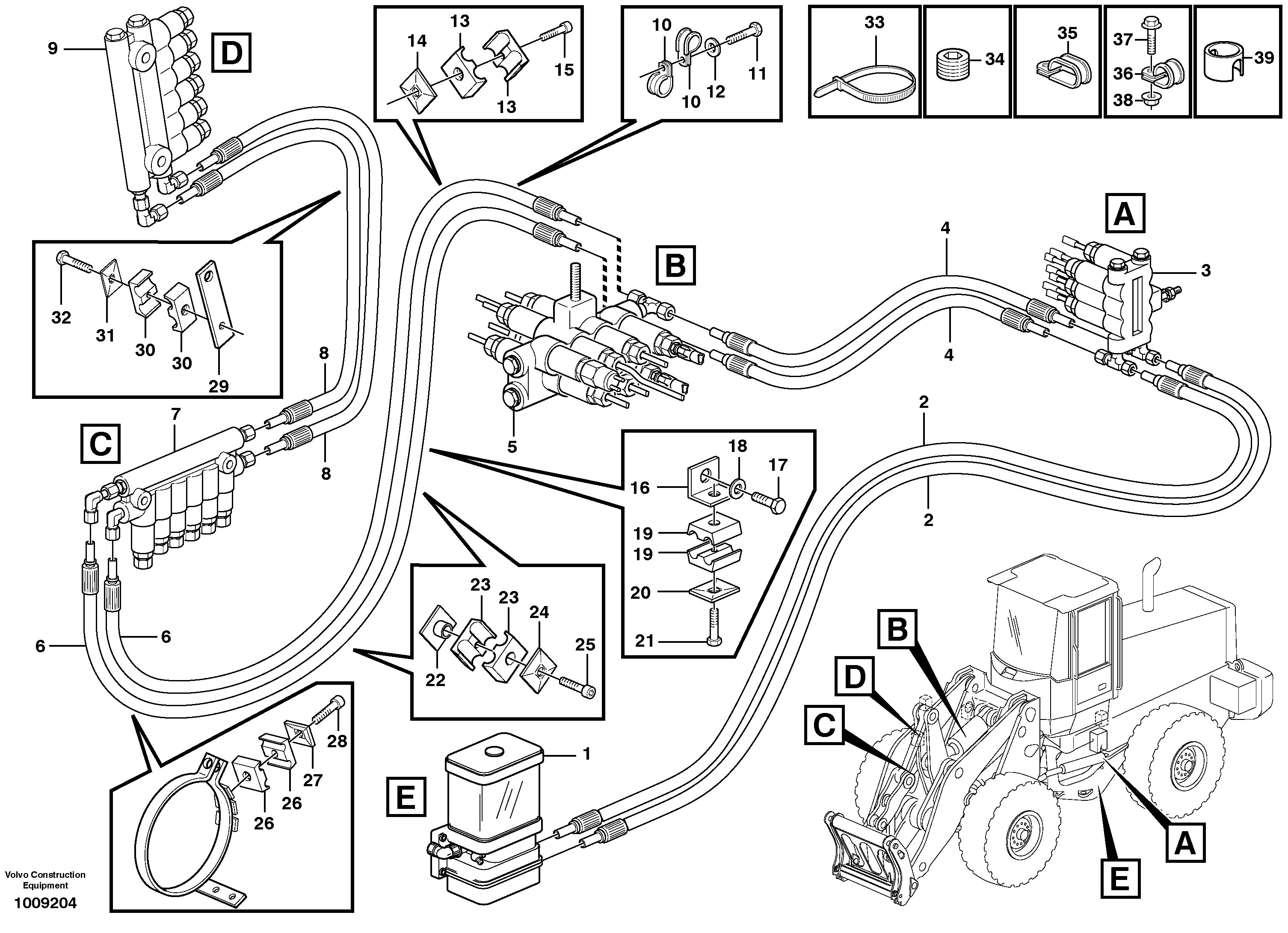 Схема запчастей Volvo L180E - 37810 Central lubrication L180E S/N 5004 - 7398 S/N 62501 - 62543 USA
