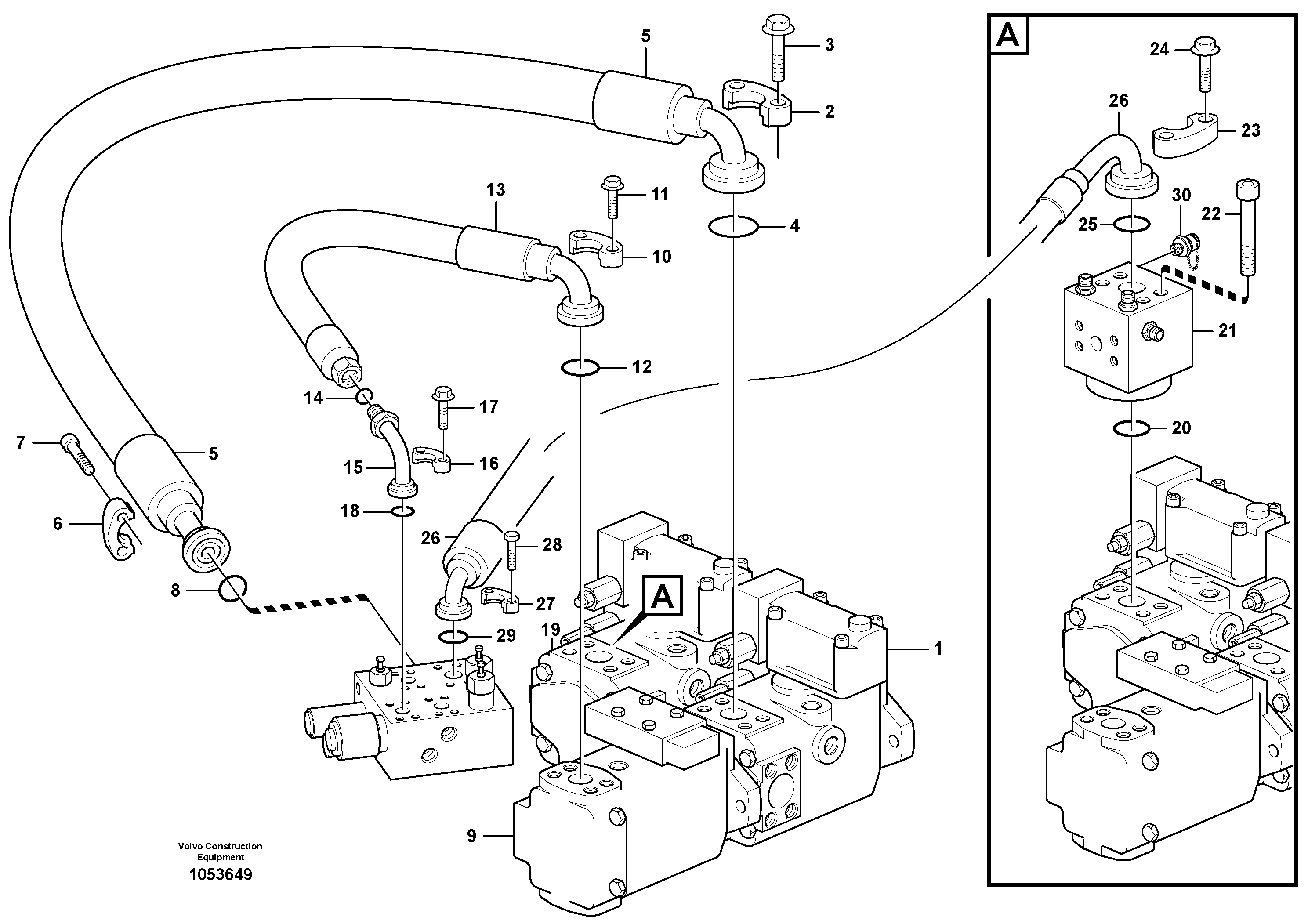Схема запчастей Volvo L180E - 55668 Feed line, pump - central block L180E S/N 8002 - 9407