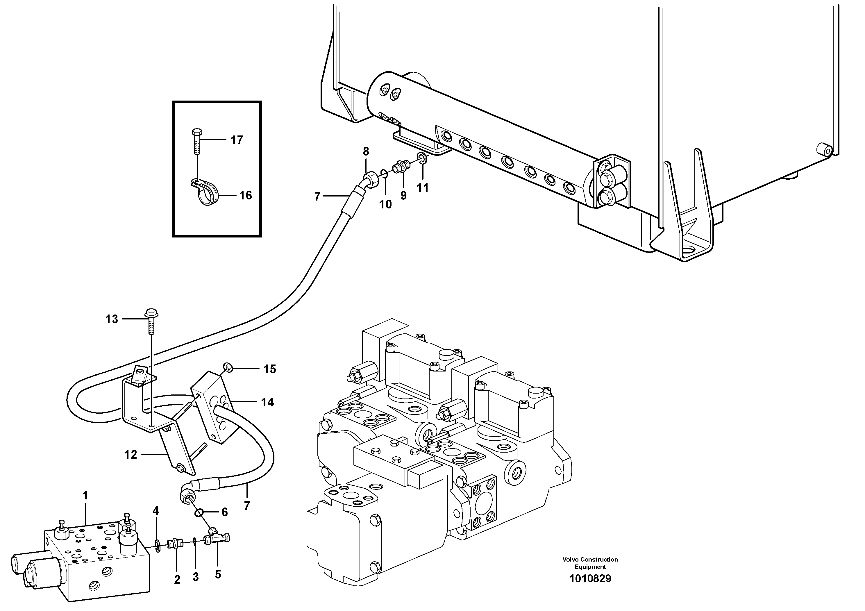 Схема запчастей Volvo L180E - 84782 Draining line, central block L180E HIGH-LIFT S/N 8002 - 9407