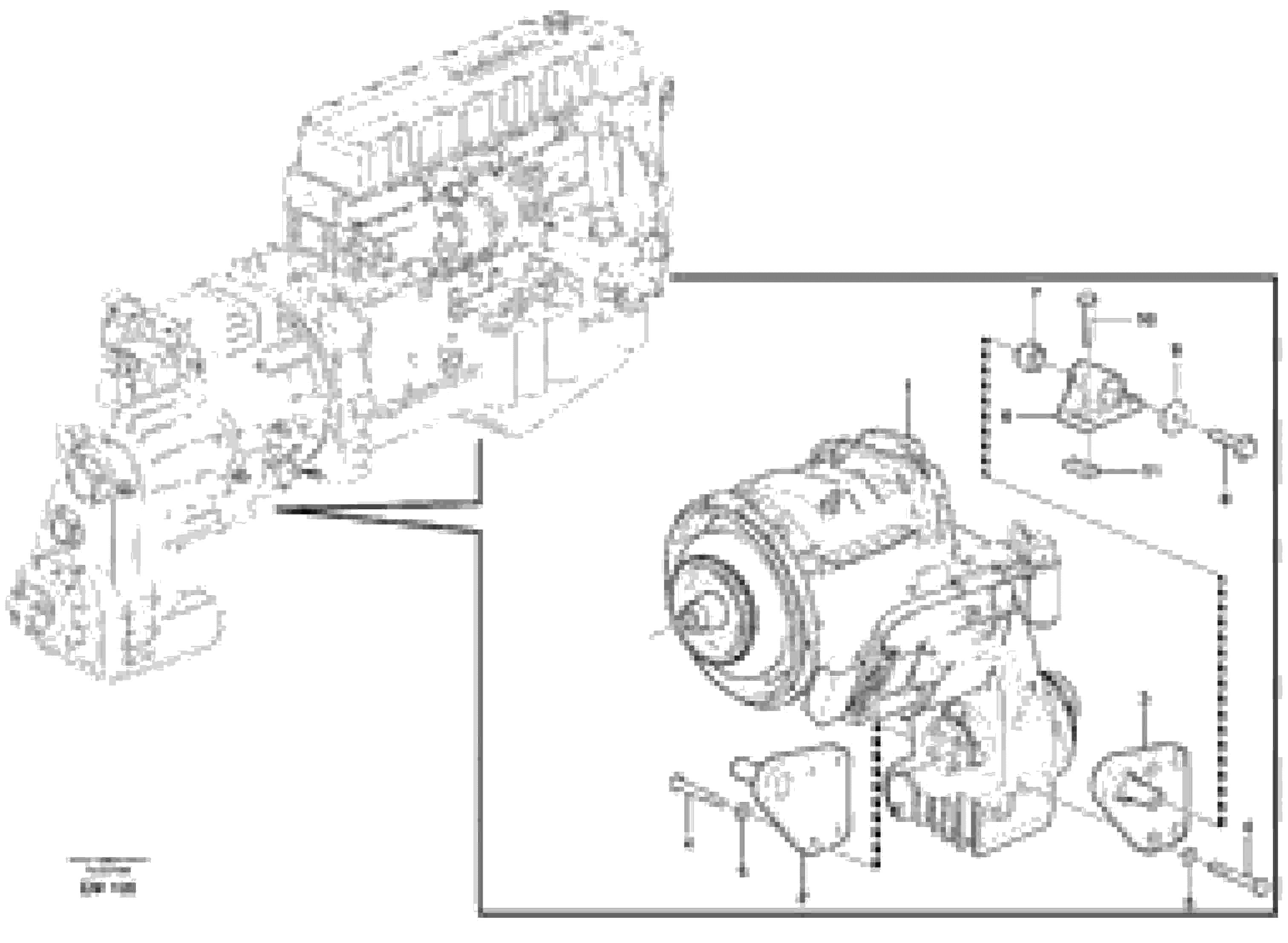 Схема запчастей Volvo L180E - 22632 Gear box housing with fitting parts L180E S/N 5004 - 7398 S/N 62501 - 62543 USA