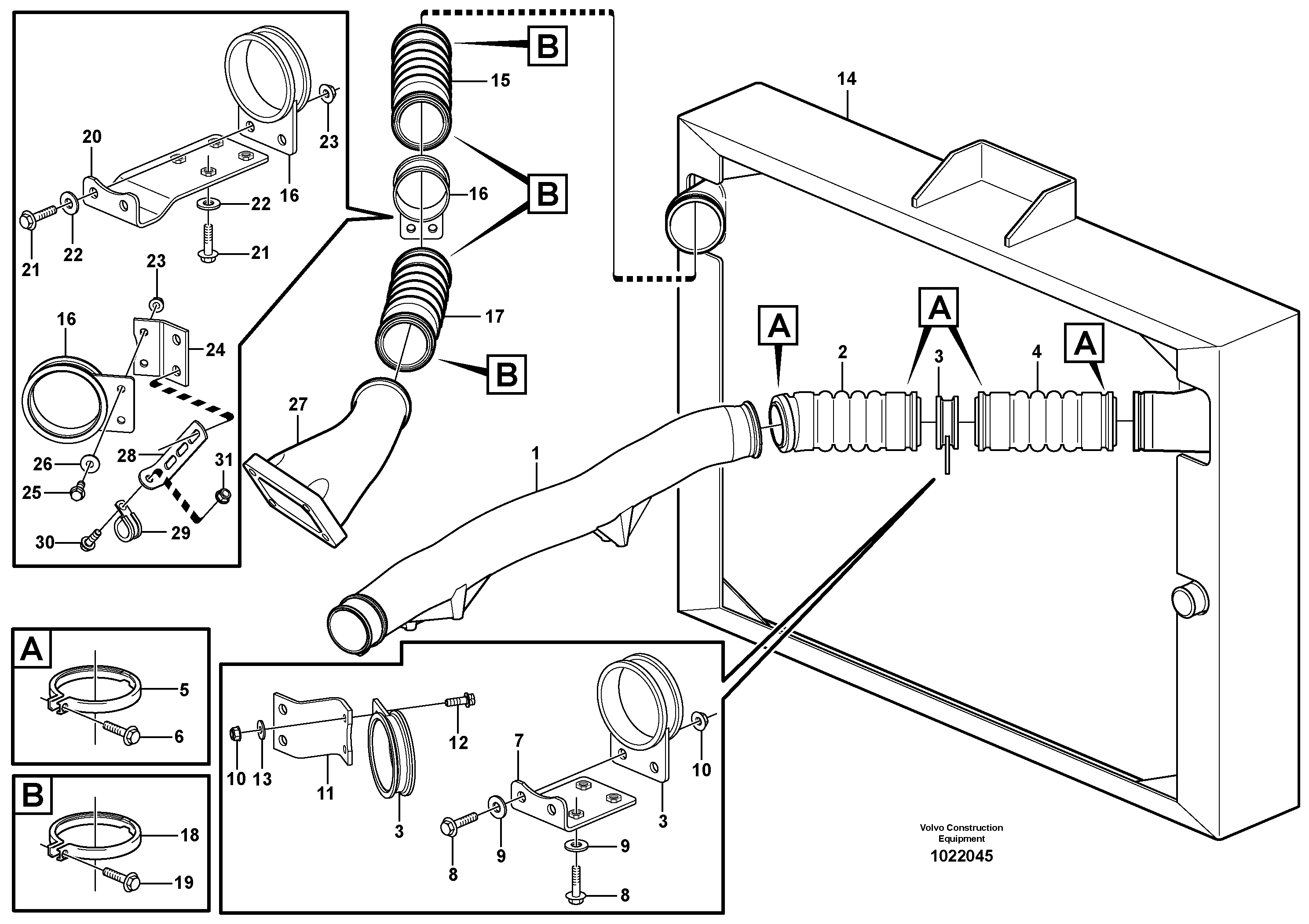Схема запчастей Volvo L180E - 29227 Intercooler L180E HIGH-LIFT S/N 8002 - 9407