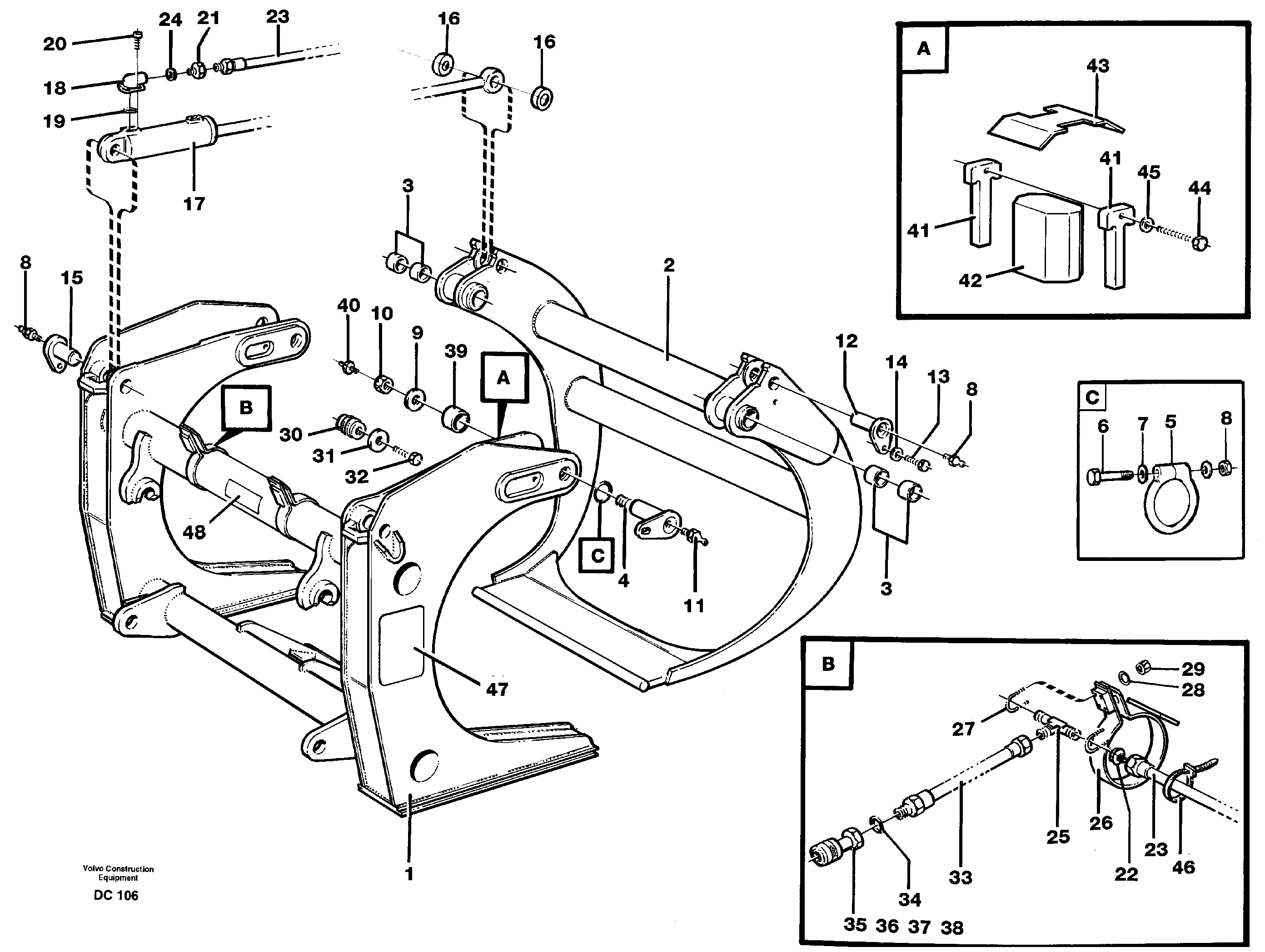 Схема запчастей Volvo L90D - 40504 Sorting grapple ATTACHMENTS ATTACHMENTS WHEEL LOADERS GEN. D - E