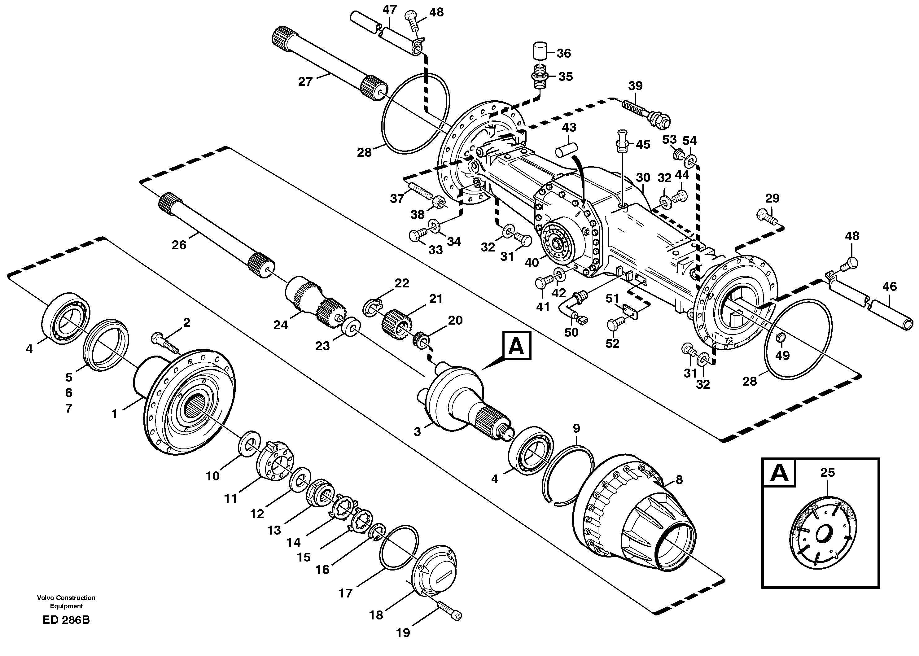 Схема запчастей Volvo L90D - 4184 Planetary axle, rear L90D