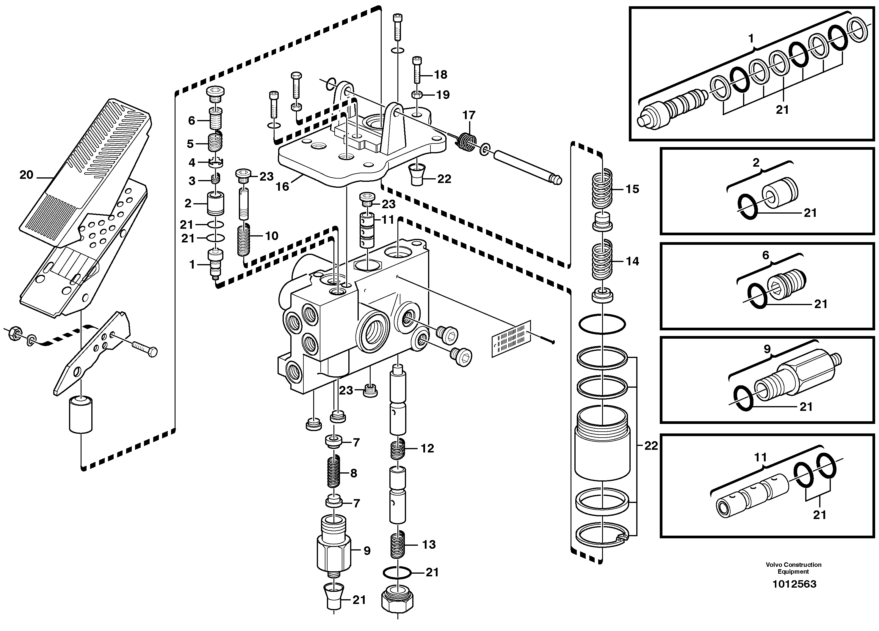 Схема запчастей Volvo L90D - 80094 Footbrake valve L90D