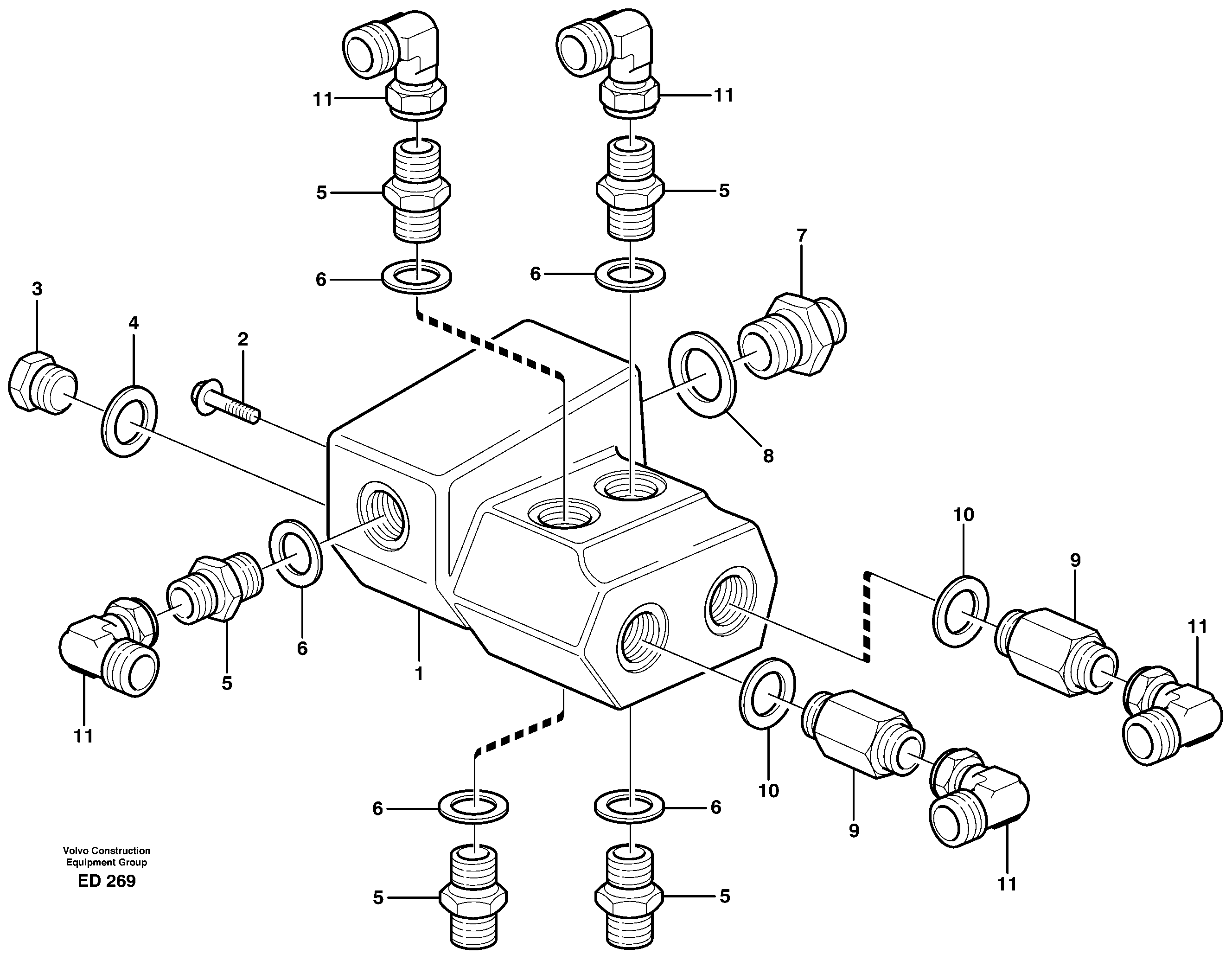 Схема запчастей Volvo L90D - 27357 Shift valve with fitting parts L90D