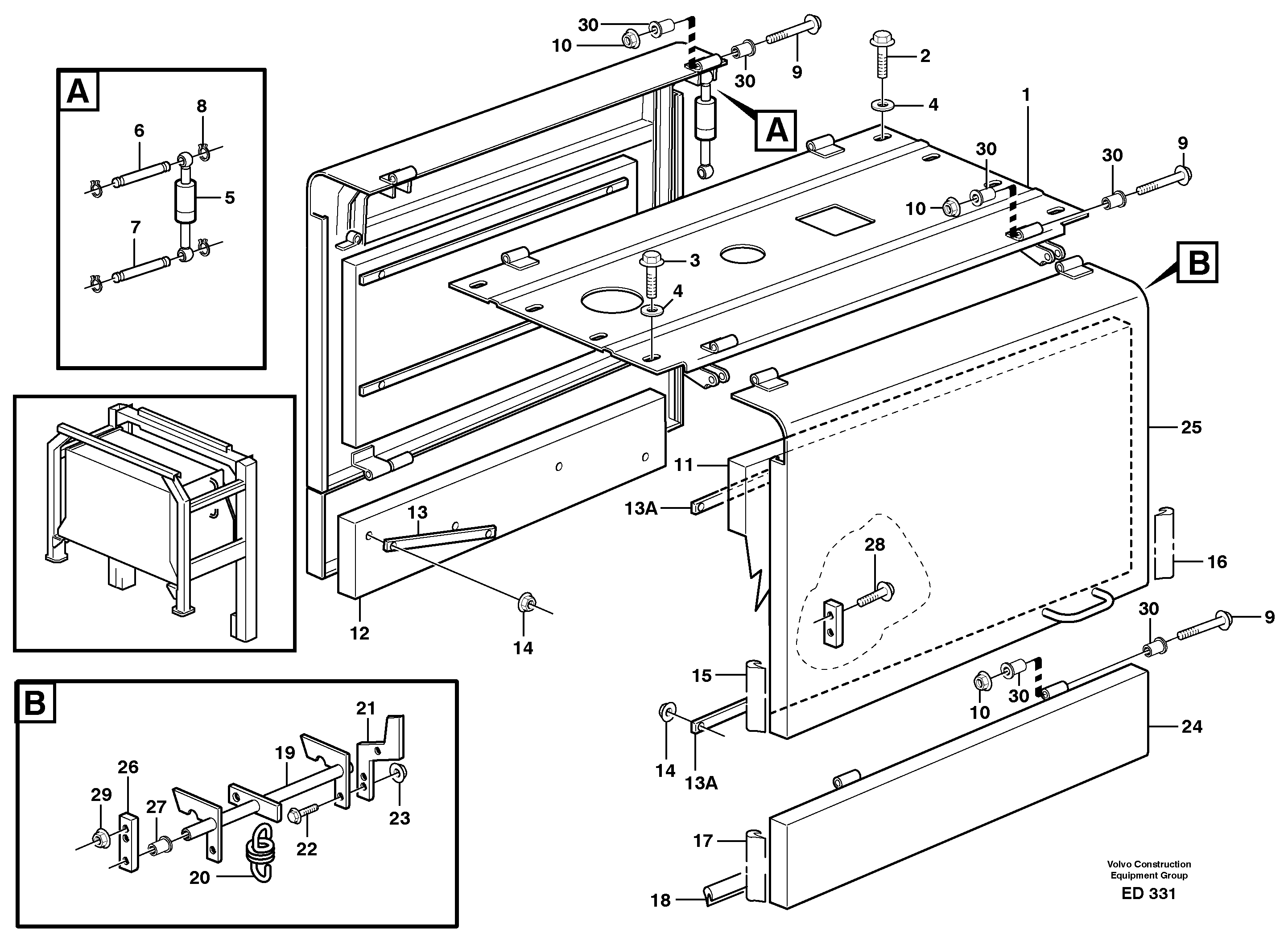 Схема запчастей Volvo L90D - 81581 Top plate, side hatches, rear L90D