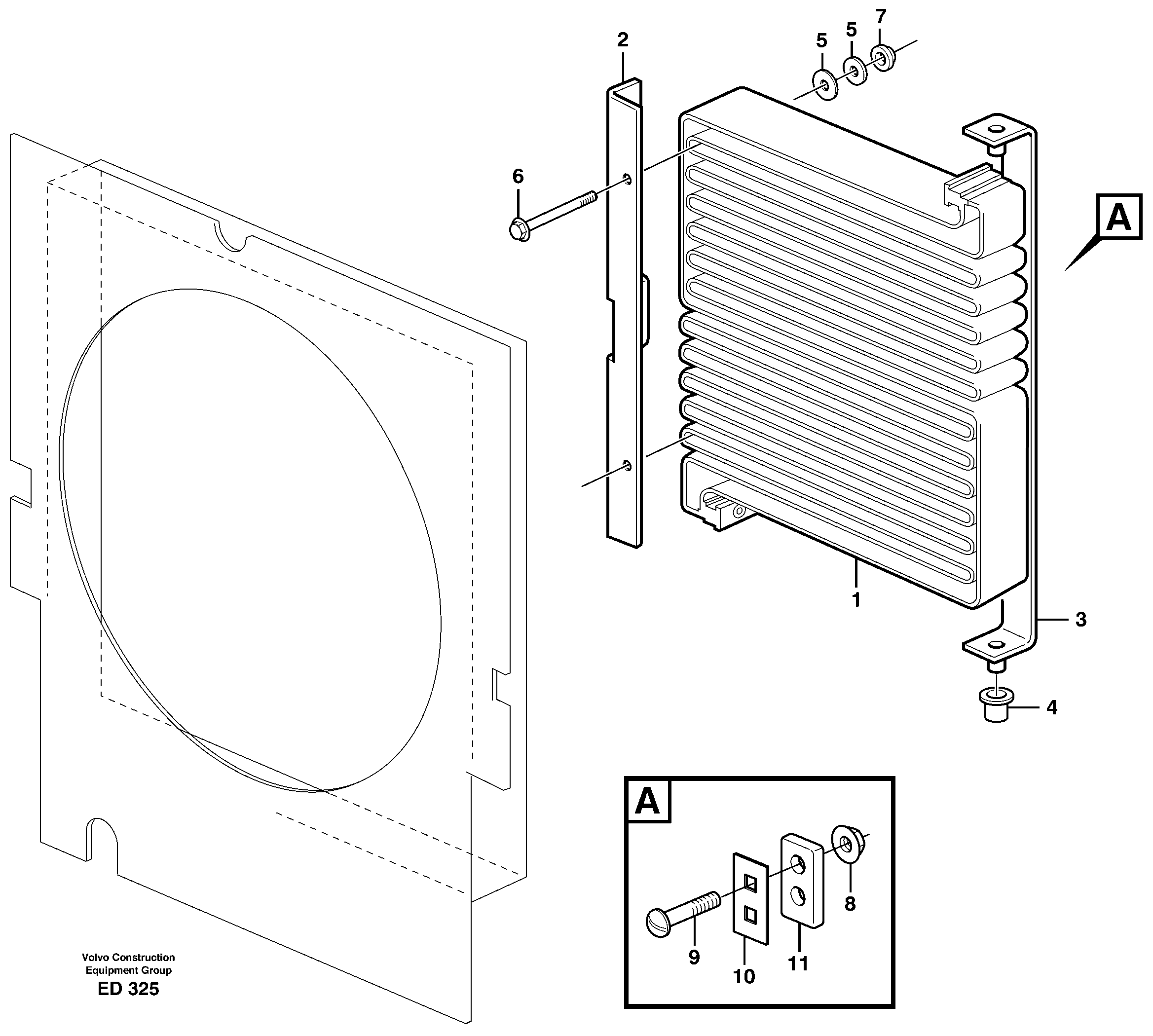 Схема запчастей Volvo L90D - 82563 Condenser for cooling agent R134a with fitting parts L90D