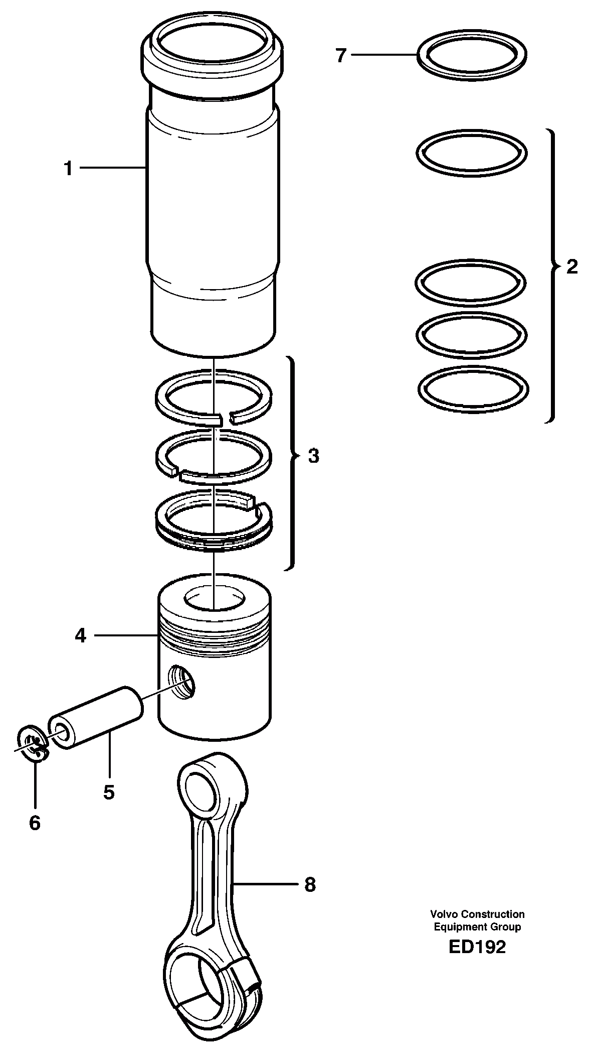 Схема запчастей Volvo L90D - 35097 Cylinder liner and piston L90D