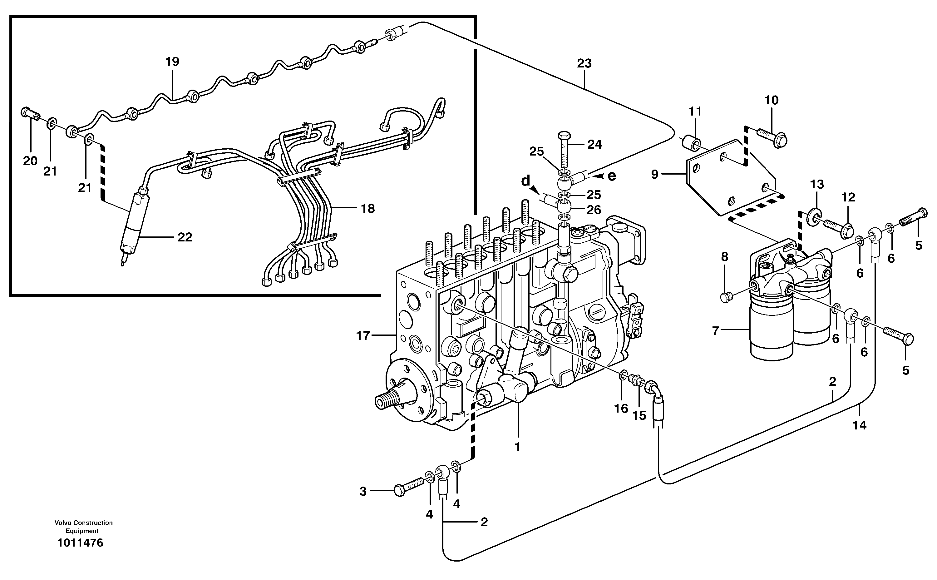 Схема запчастей Volvo L90D - 50103 Fuel pipes, injection pump - fuel filter L90D