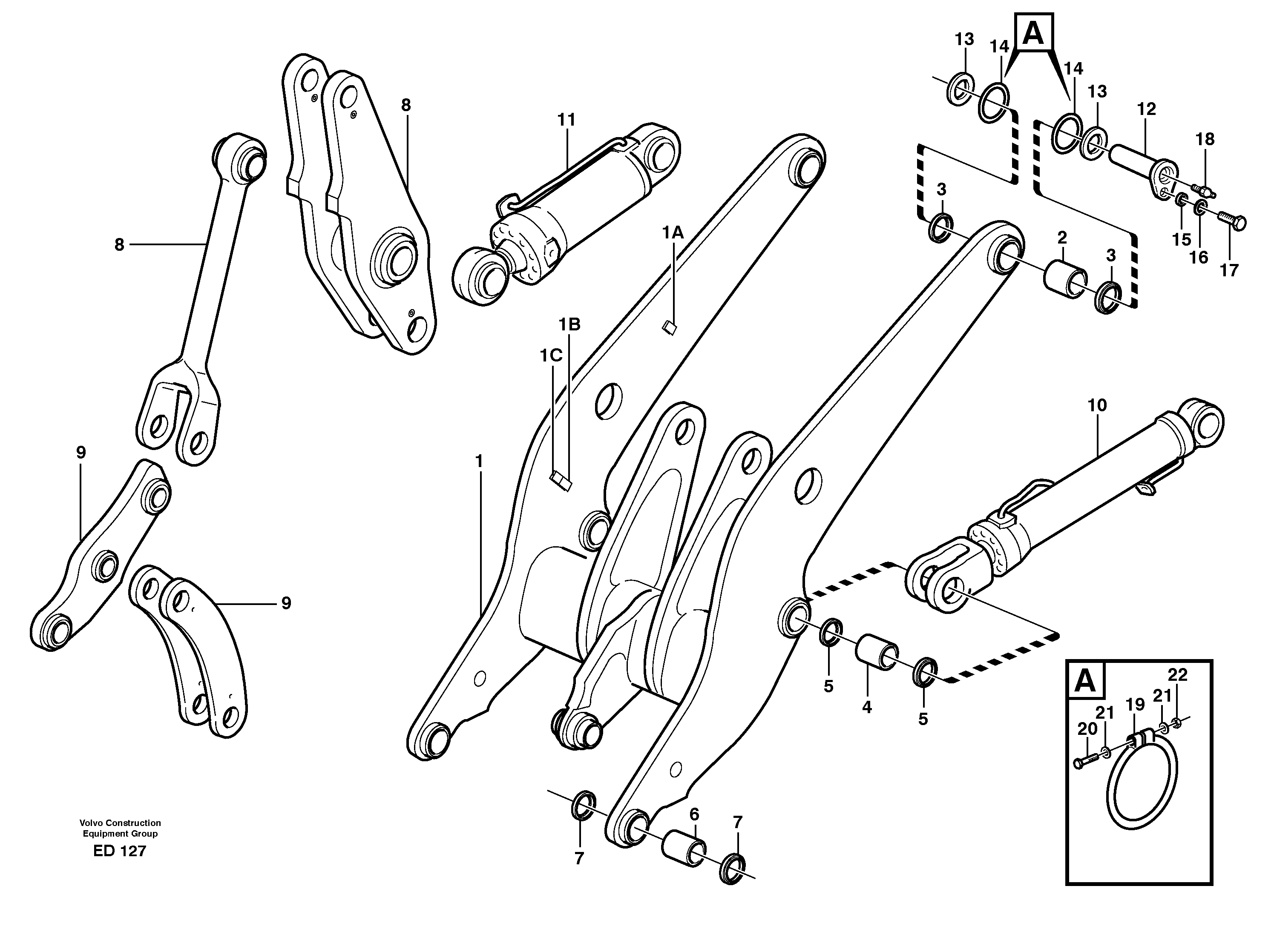 Схема запчастей Volvo L90D - 2828 Lifting frame work with assembly parts L90D