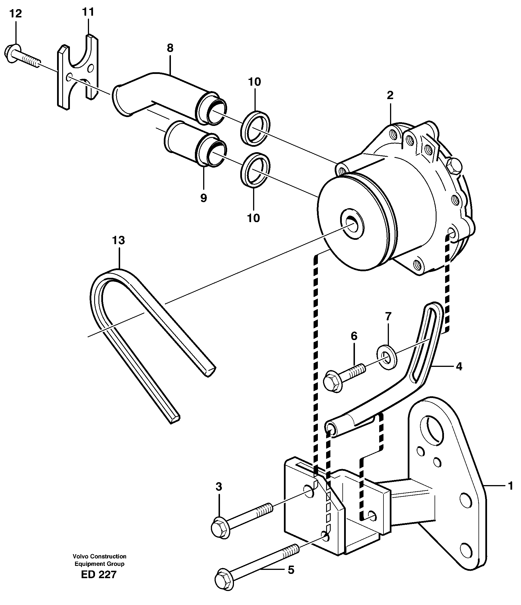 Схема запчастей Volvo L90D - 80881 Water pump with fitting parts L90D