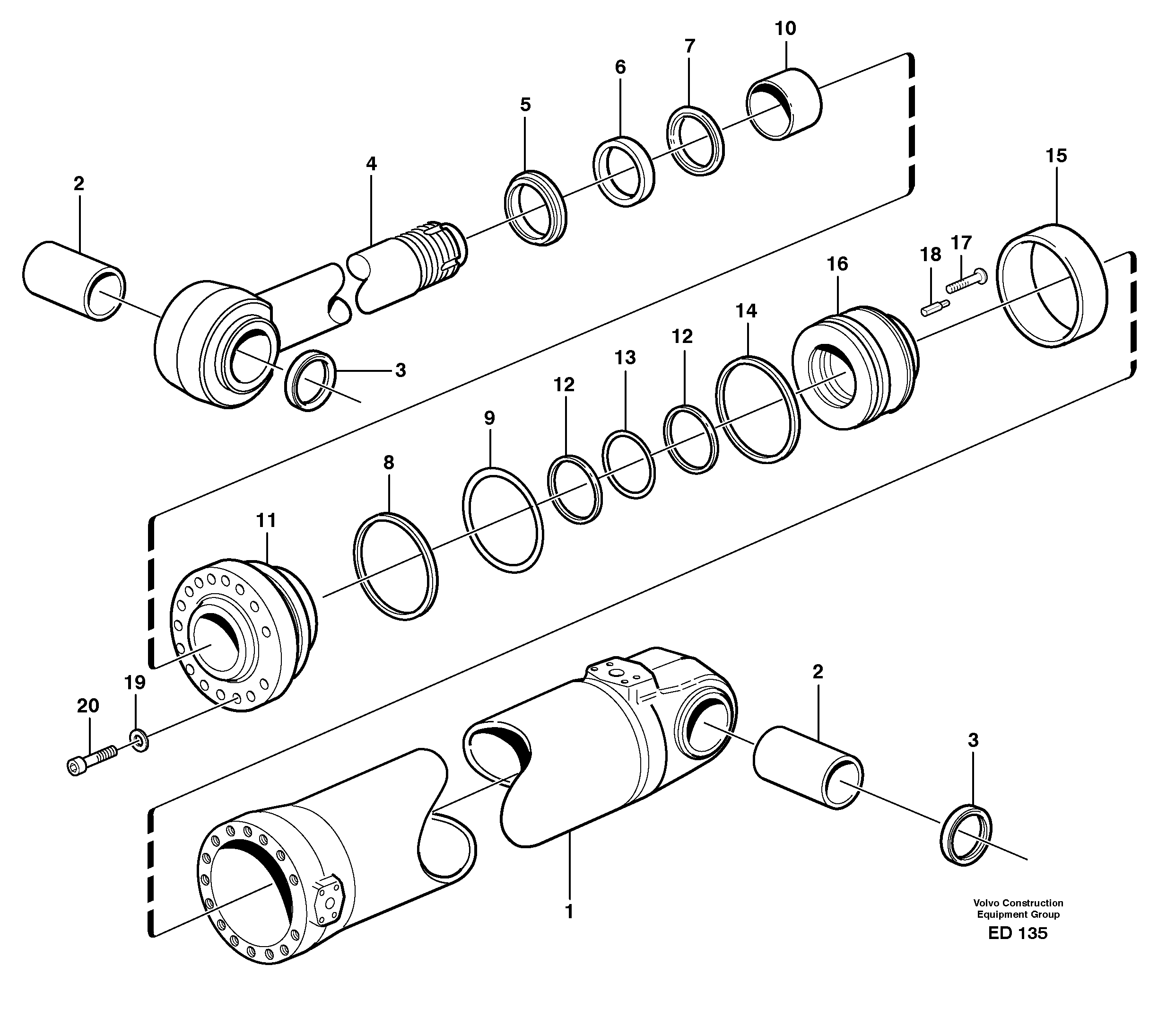 Схема запчастей Volvo L90D - 3045 Hydraulic cylinder, tilt L90D