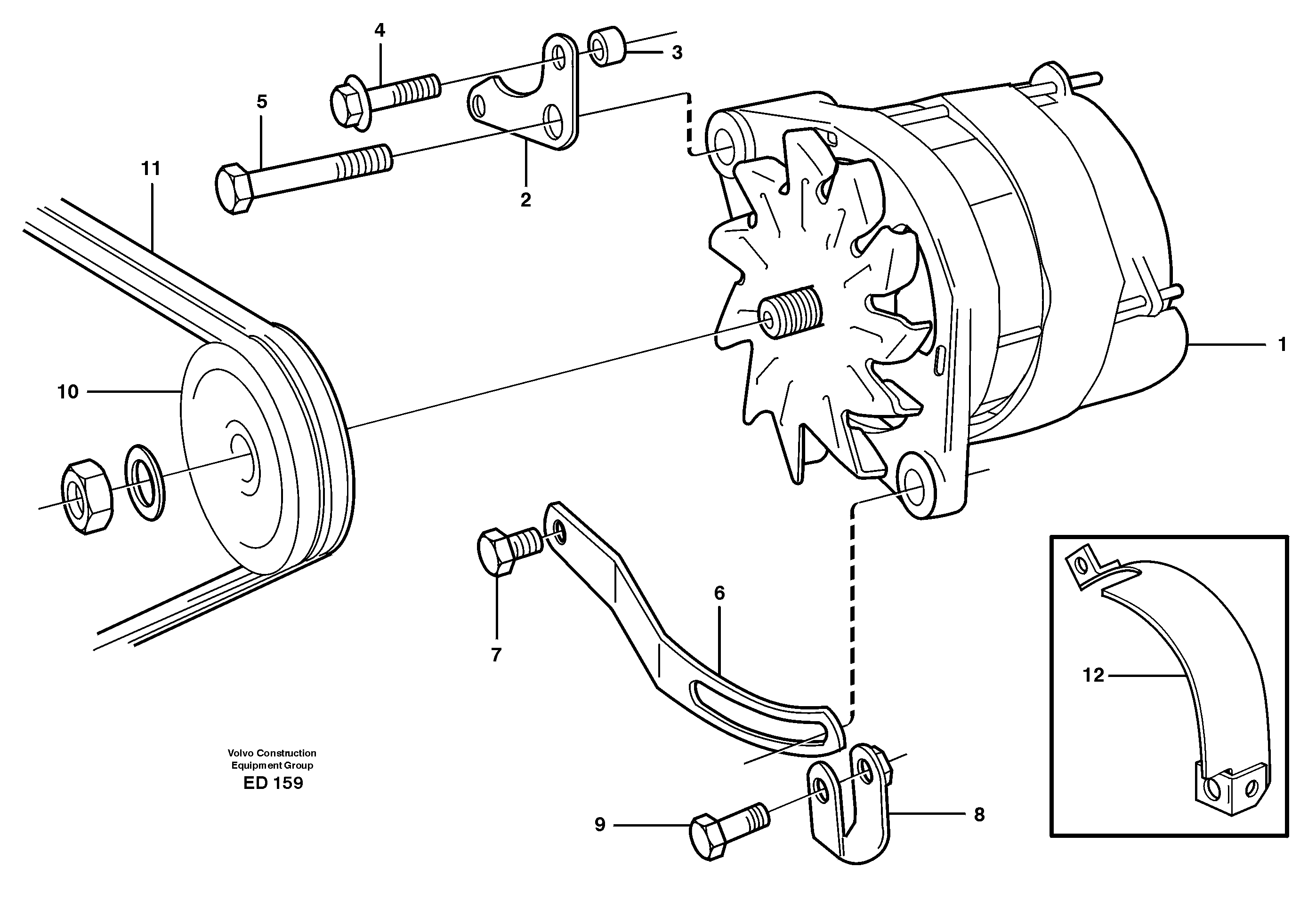 Схема запчастей Volvo L90D - 31208 Alternator with assembling details L90D