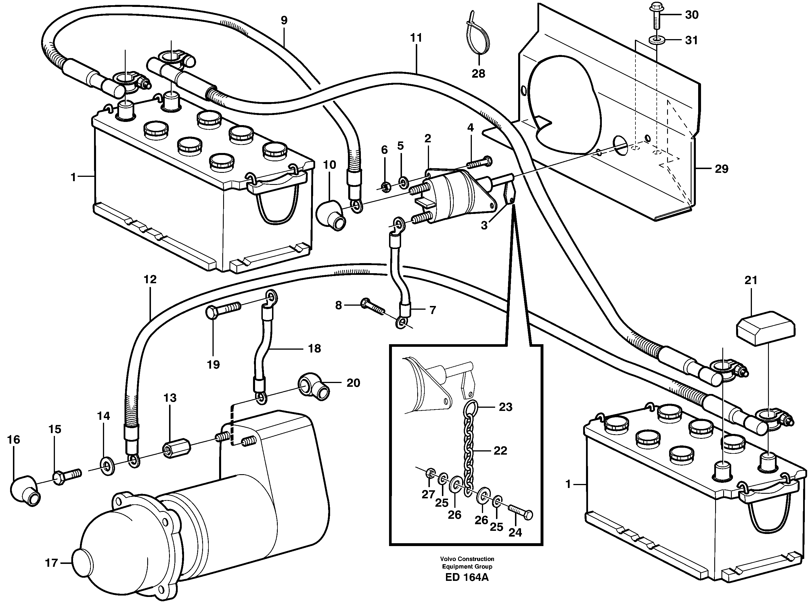 Схема запчастей Volvo L90D - 12680 Battery cable and main switch L90D