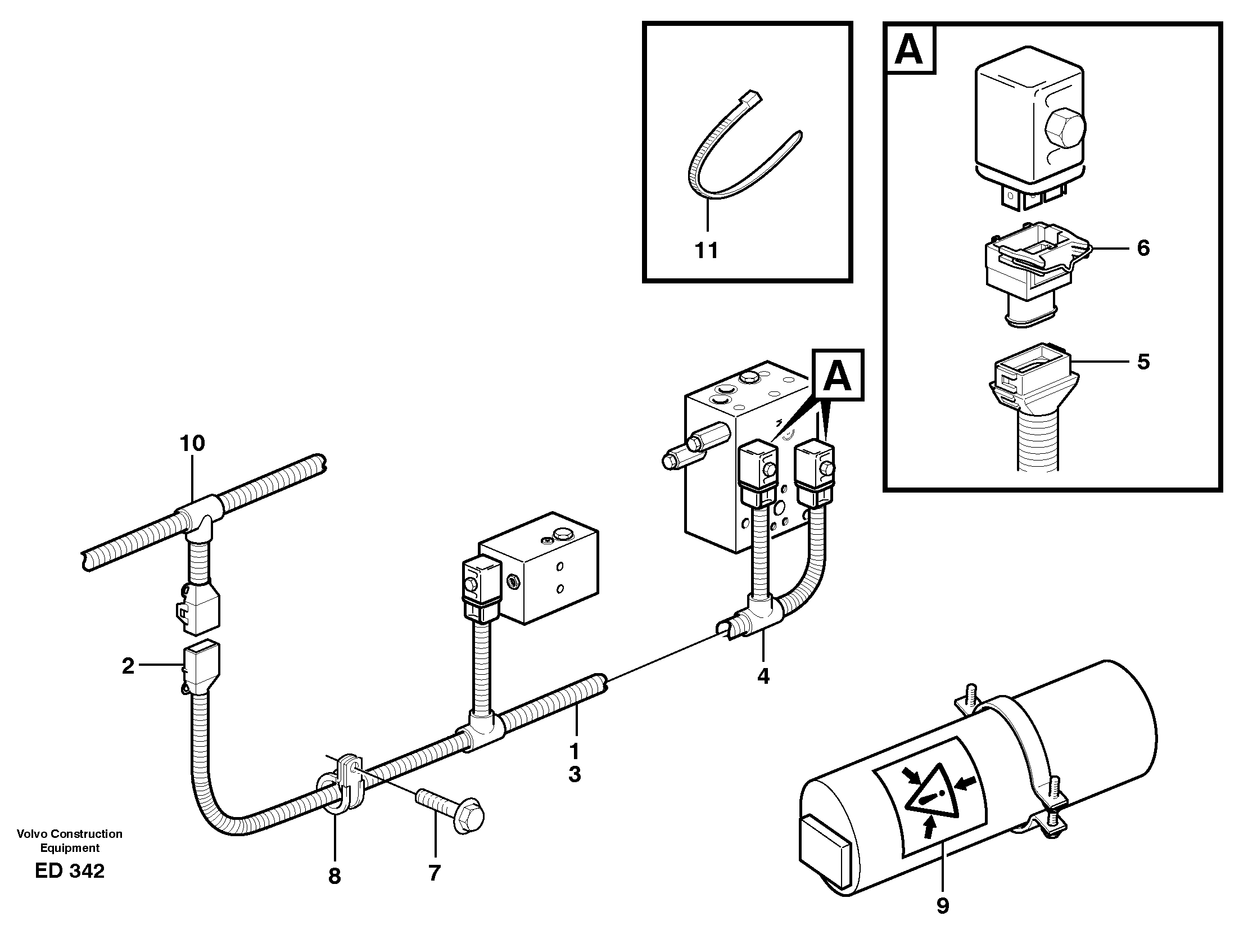 Схема запчастей Volvo L90D - 35602 Cable harness, boom suspension system L90D