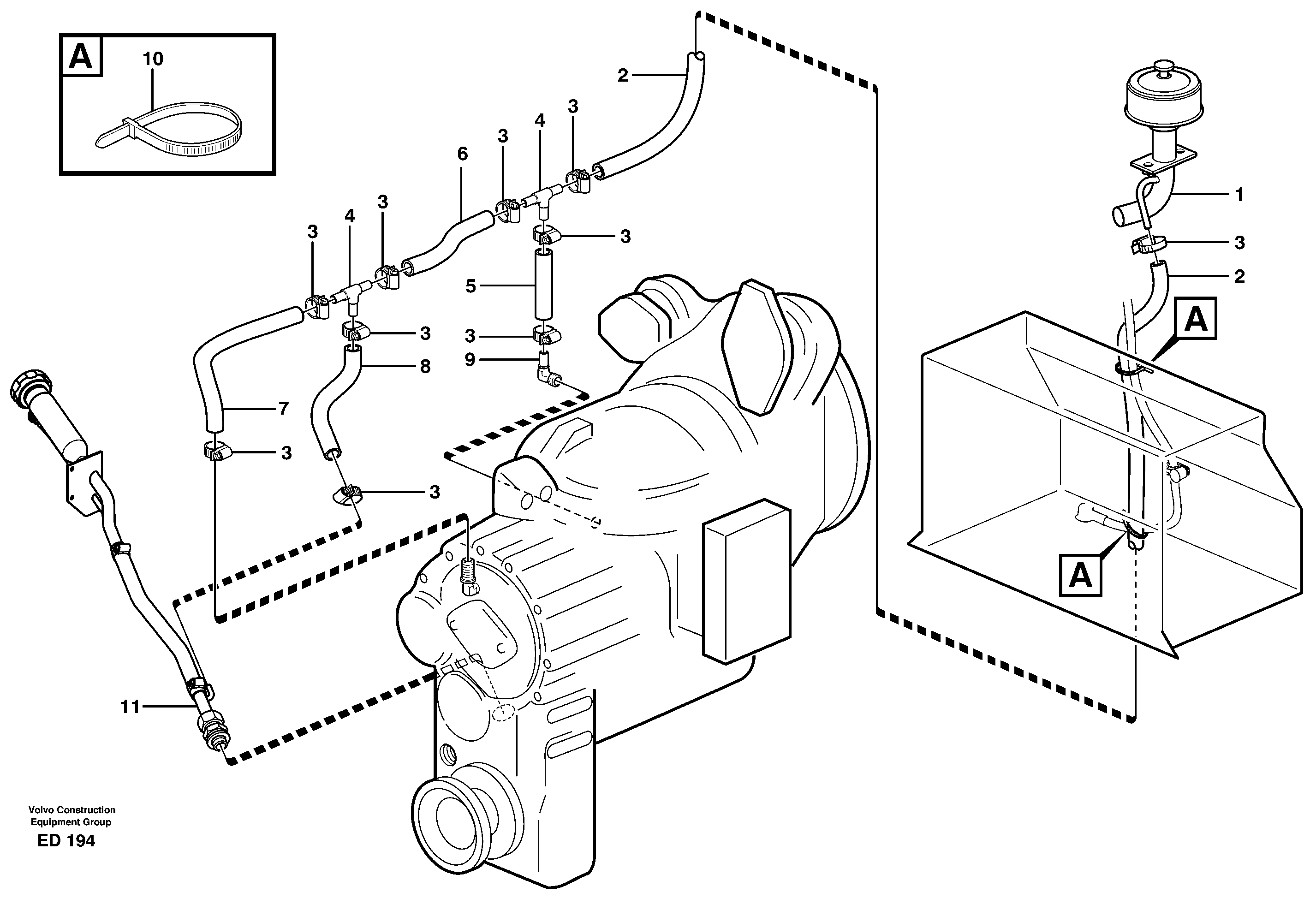 Схема запчастей Volvo L90D - 33253 Ventilation for transmission L90D