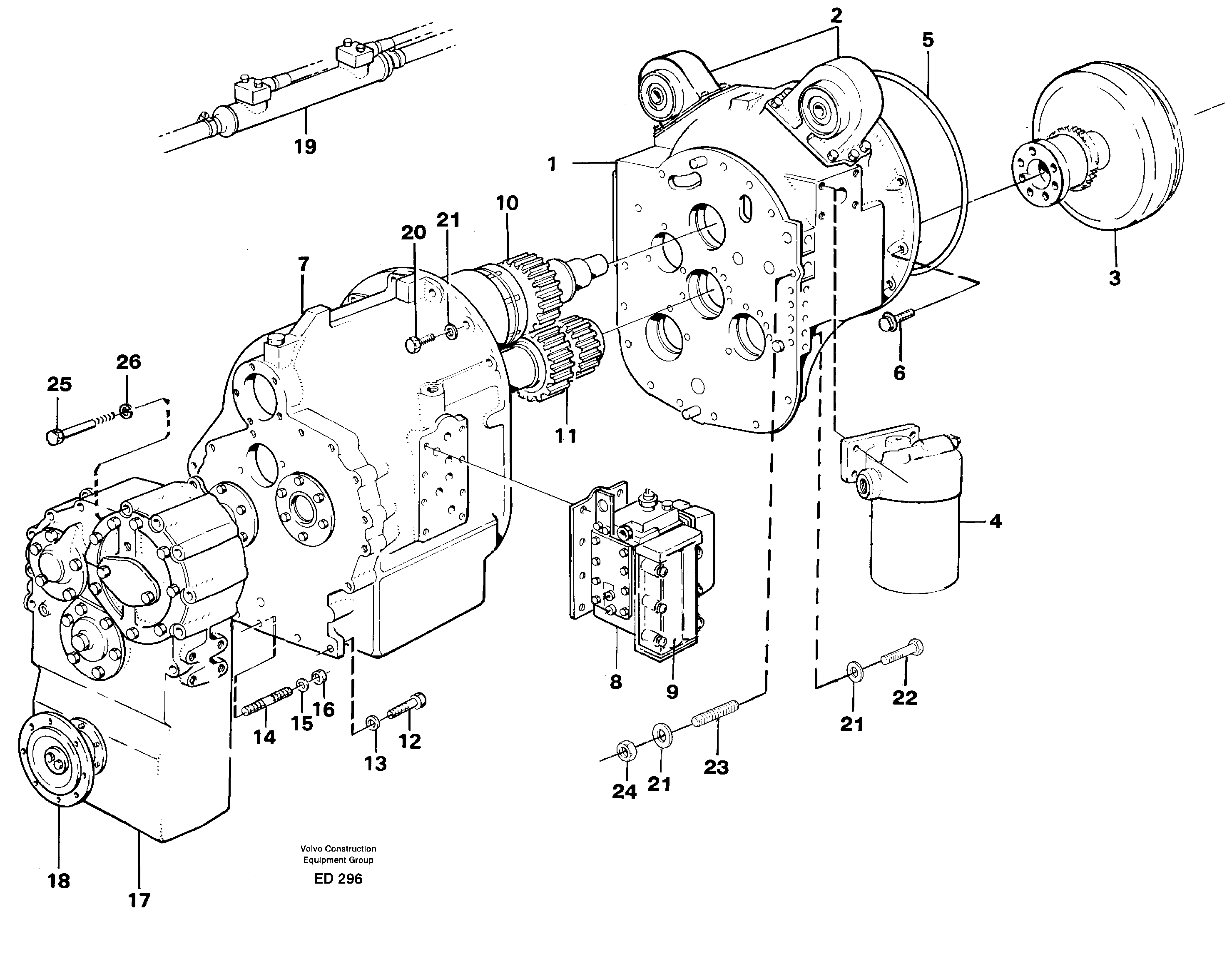 Схема запчастей Volvo L90D - 34394 Hydraulic transmission with fitting parts L90D