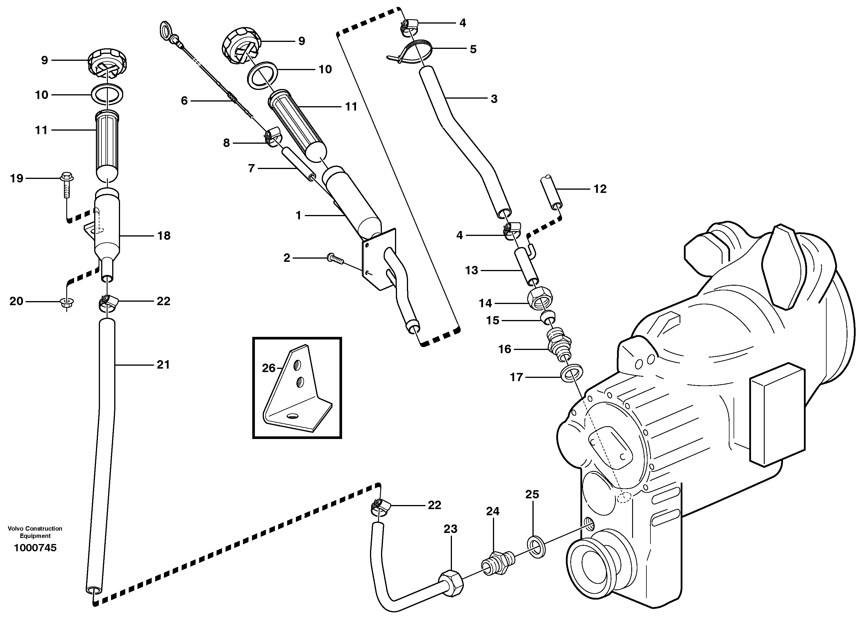 Схема запчастей Volvo L90D - 78030 Oil filler and dipstick L90D