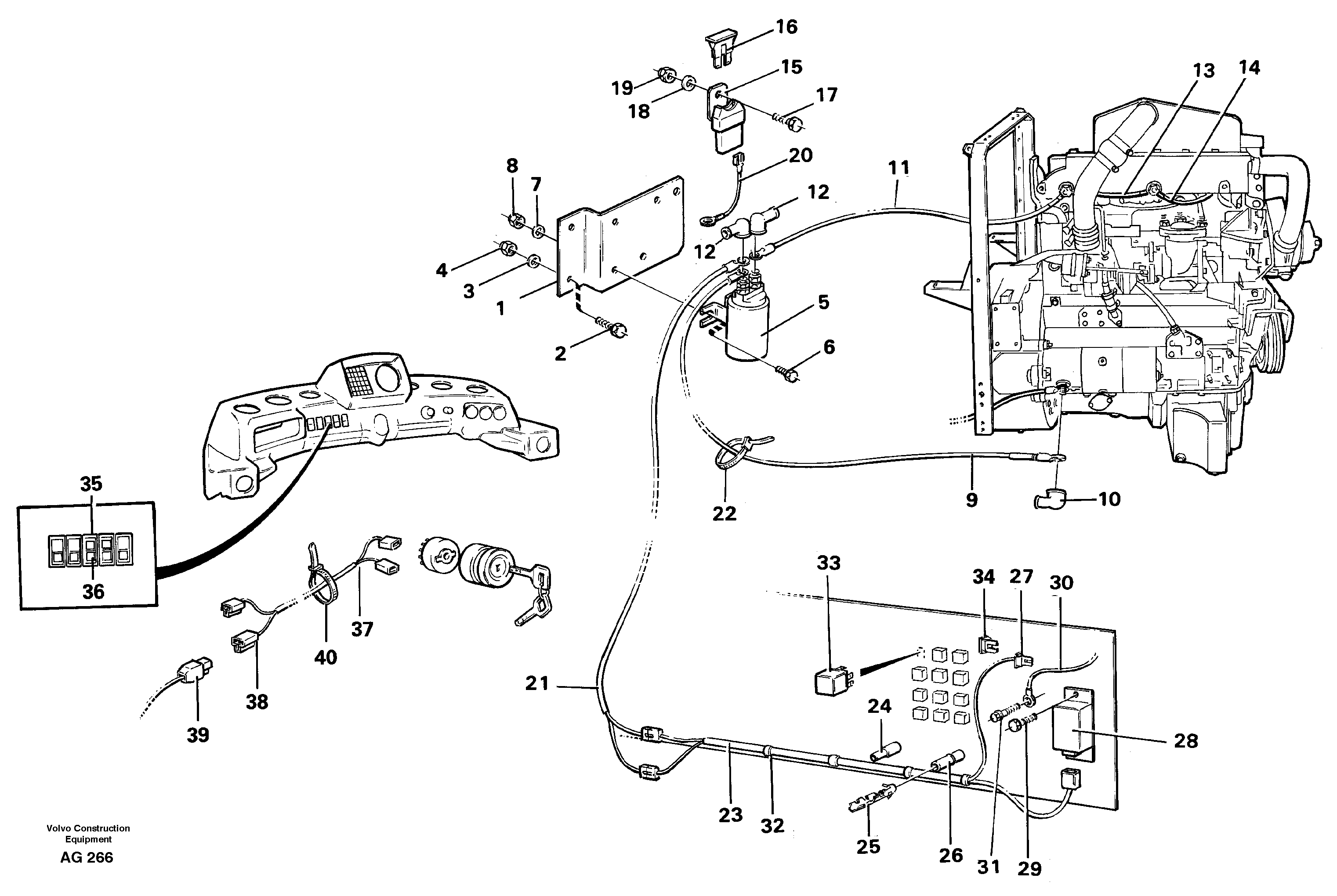 Схема запчастей Volvo L50C - 51059 Cable harness Starter relay L50B/L50C VOLVO BM VOLVO BM L50B/L50C SER NO - 10966