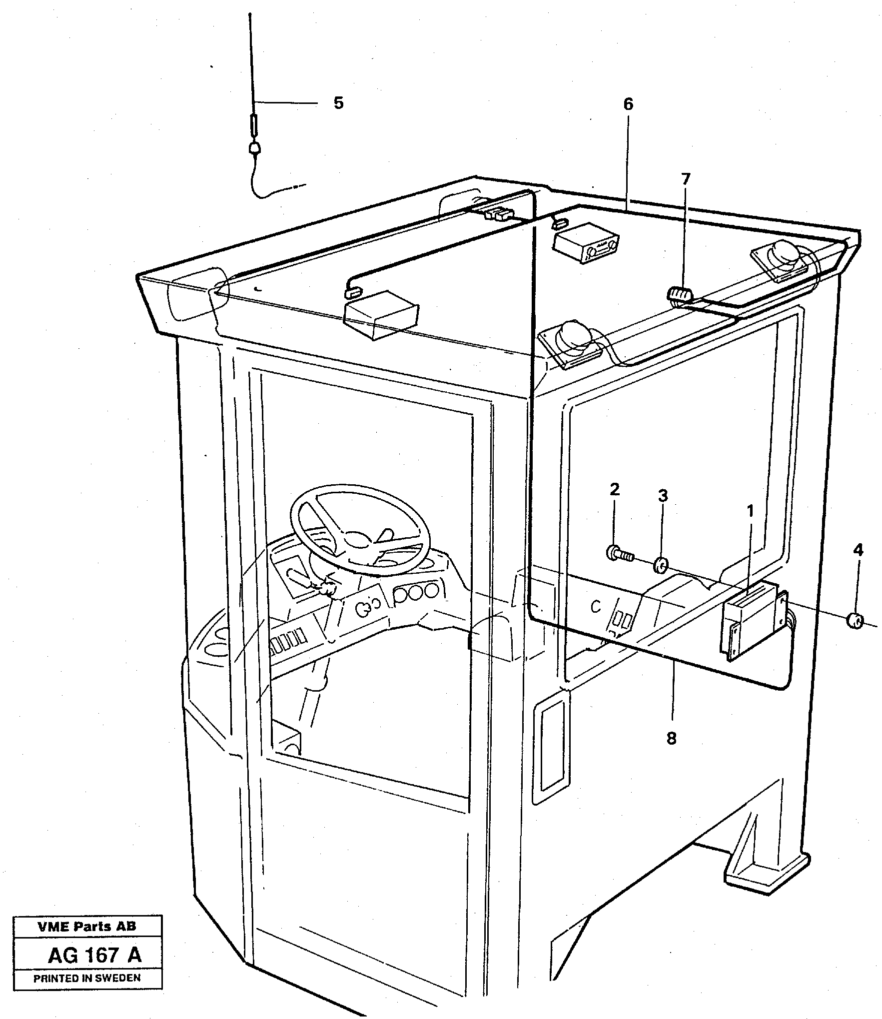 Схема запчастей Volvo L50C - 5390 Electrical system: Radio L50B/L50C VOLVO BM VOLVO BM L50B/L50C SER NO - 10966
