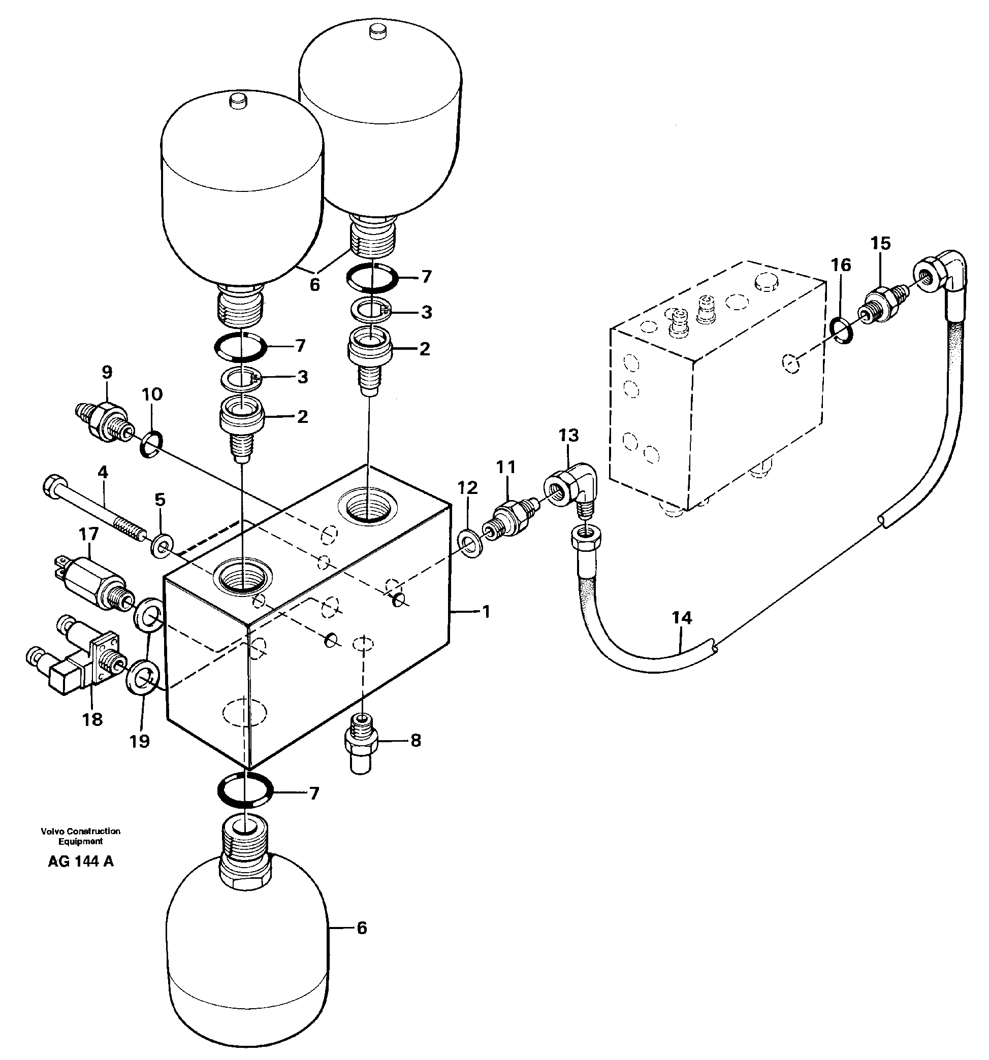 Схема запчастей Volvo L50C - 15349 Valve Accumulators L50B/L50C VOLVO BM VOLVO BM L50B/L50C SER NO - 10966