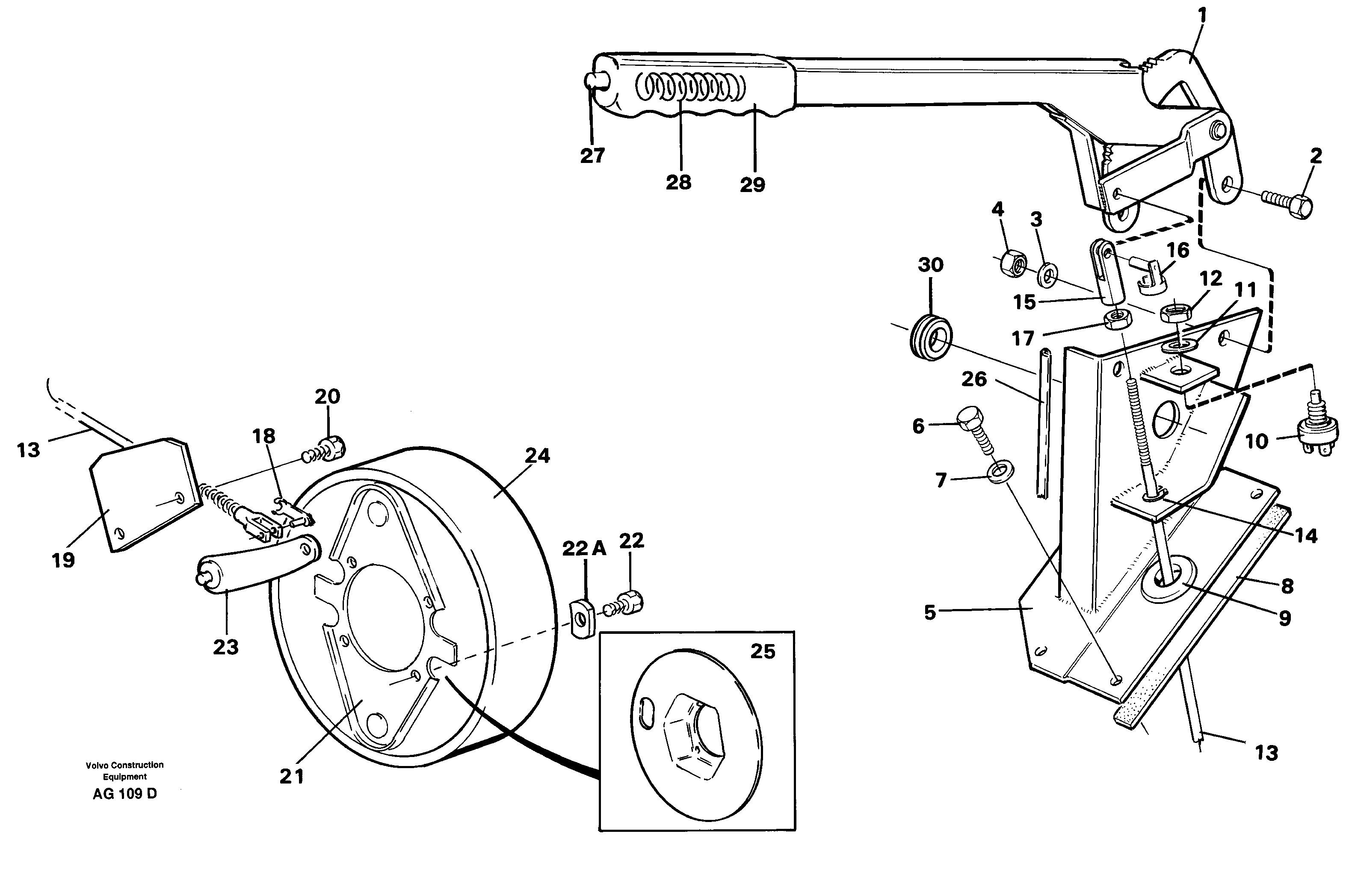 Схема запчастей Volvo L50C - 88429 Hand brake L50B/L50C VOLVO BM VOLVO BM L50B/L50C SER NO - 10966