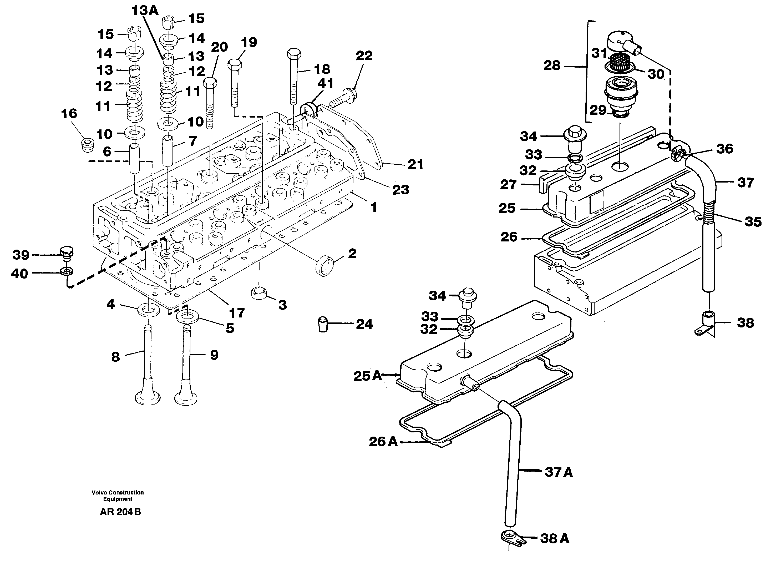 Схема запчастей Volvo L50C - 25007 Головка блока цилиндров L50C S/N 10967-, OPEN ROPS S/N 35001-