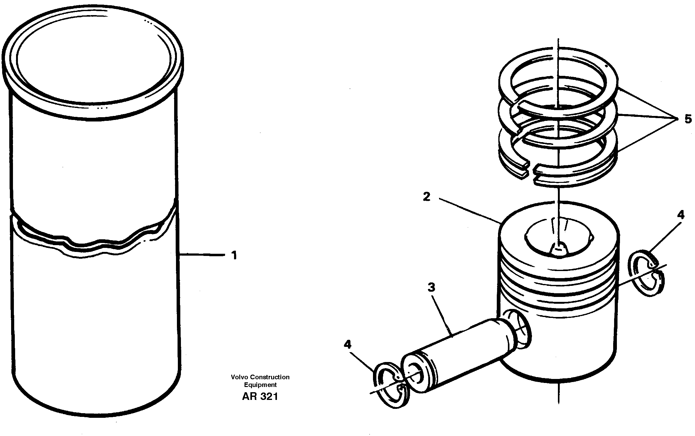 Схема запчастей Volvo L50C - 22911 Cylinder liner and piston L50C S/N 10967-, OPEN ROPS S/N 35001-