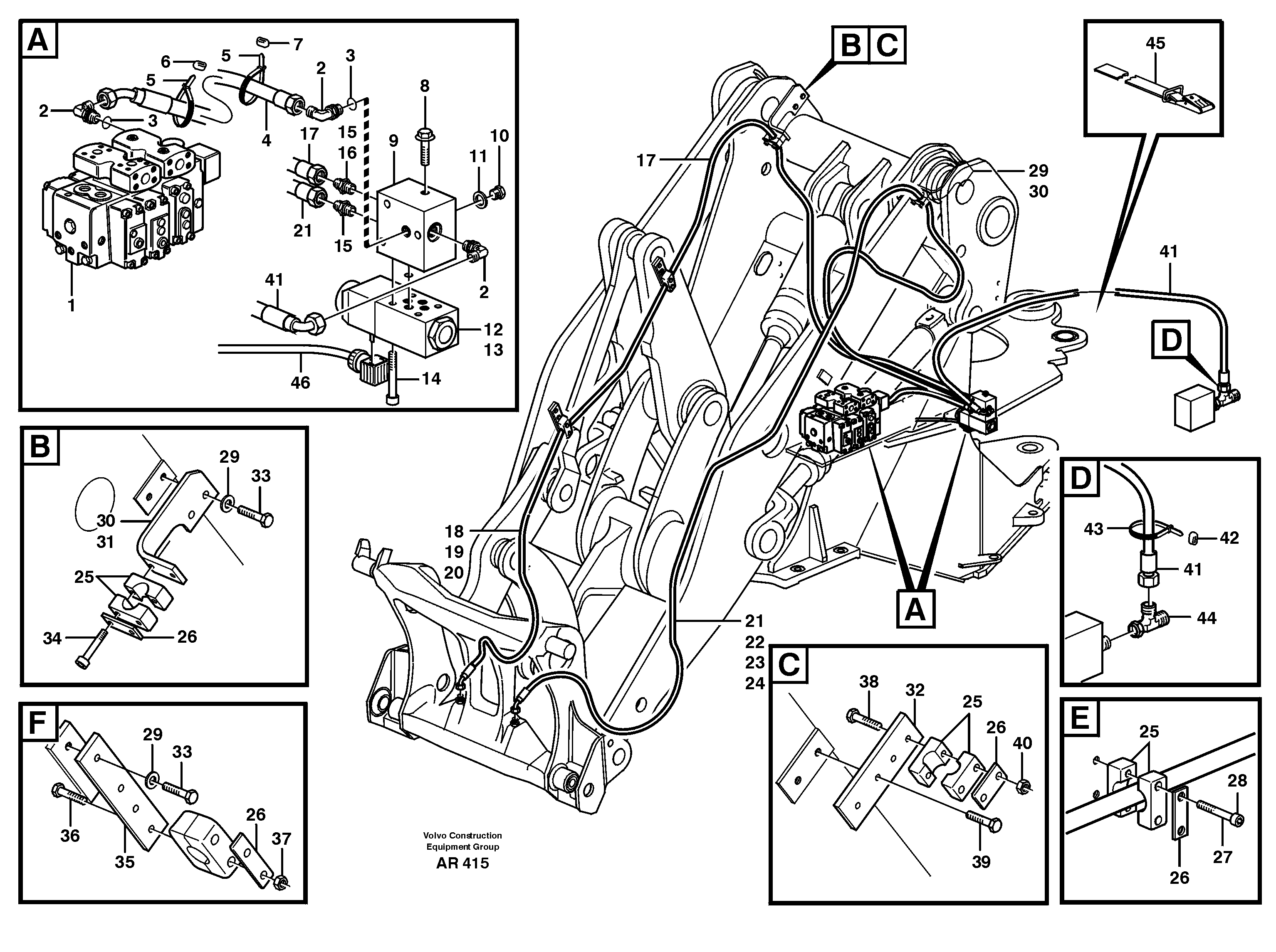 Схема запчастей Volvo L50C - 20644 Hydraulic system, attachment bracket L50C S/N 10967-, OPEN ROPS S/N 35001-