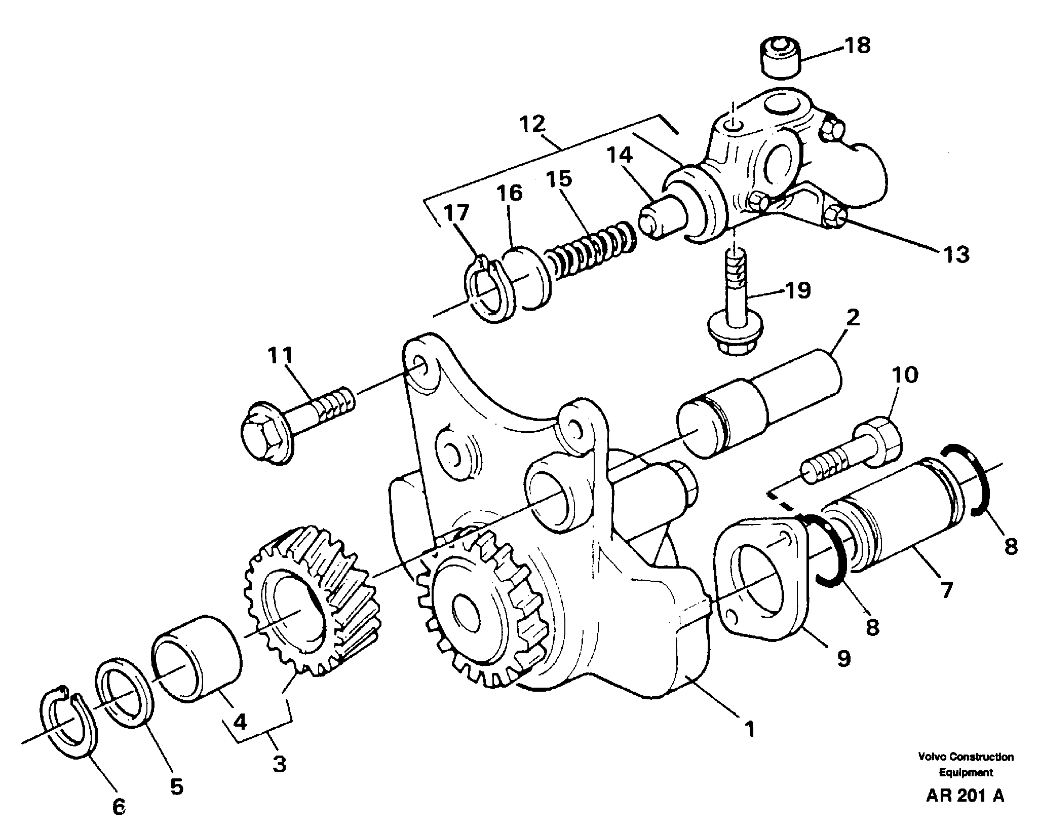 Схема запчастей Volvo L50C - 22105 Насос масляный L50C S/N 10967-, OPEN ROPS S/N 35001-