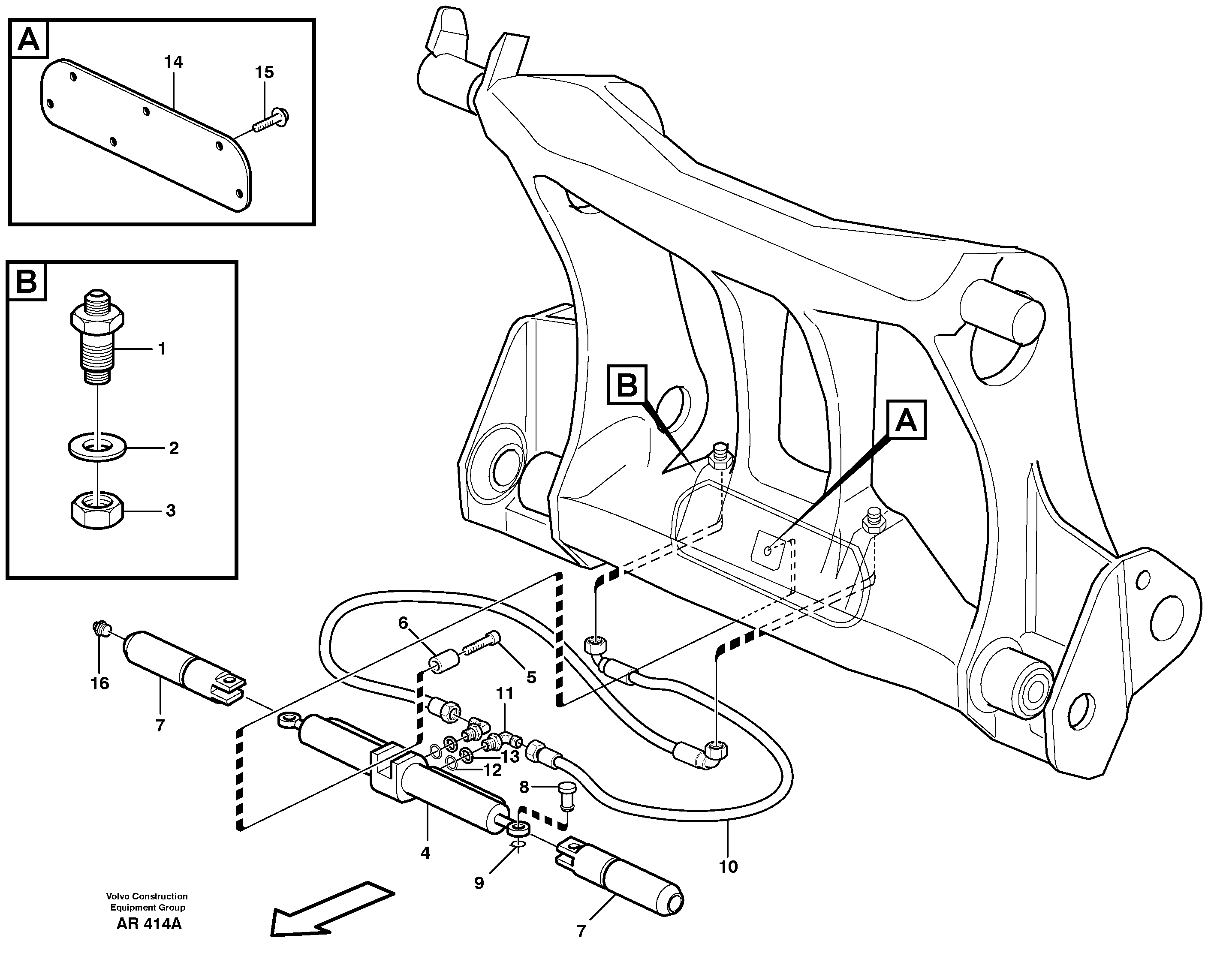 Схема запчастей Volvo L50C - 2425 Attachment bracket L50C S/N 10967-, OPEN ROPS S/N 35001-