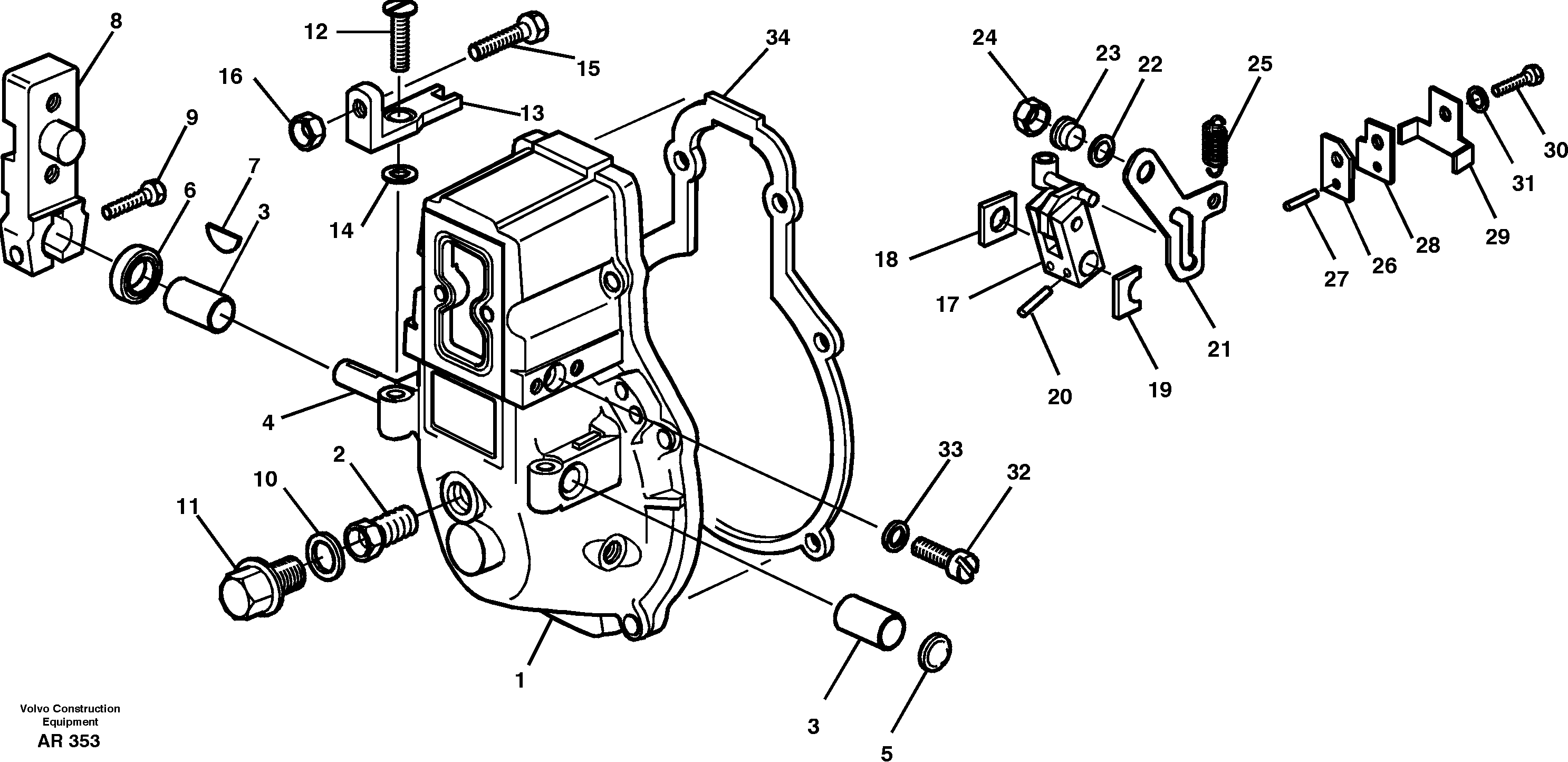 Схема запчастей Volvo L50C - 22657 Regulator cover L50C S/N 10967-, OPEN ROPS S/N 35001-