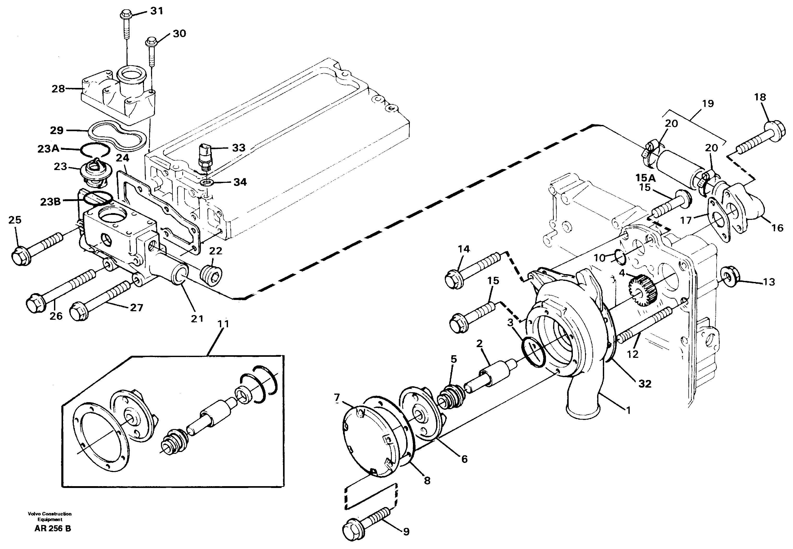 Схема запчастей Volvo L50C - 88954 Водяной насос L50C S/N 10967-, OPEN ROPS S/N 35001-