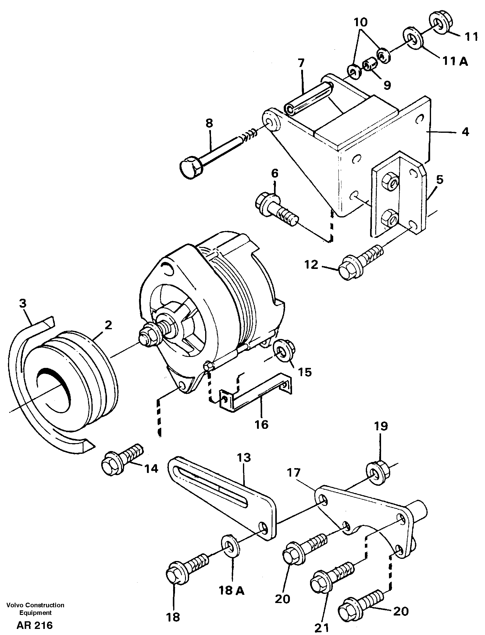 Схема запчастей Volvo L50C - 91064 Alternator Mounting L50C S/N 10967-, OPEN ROPS S/N 35001-