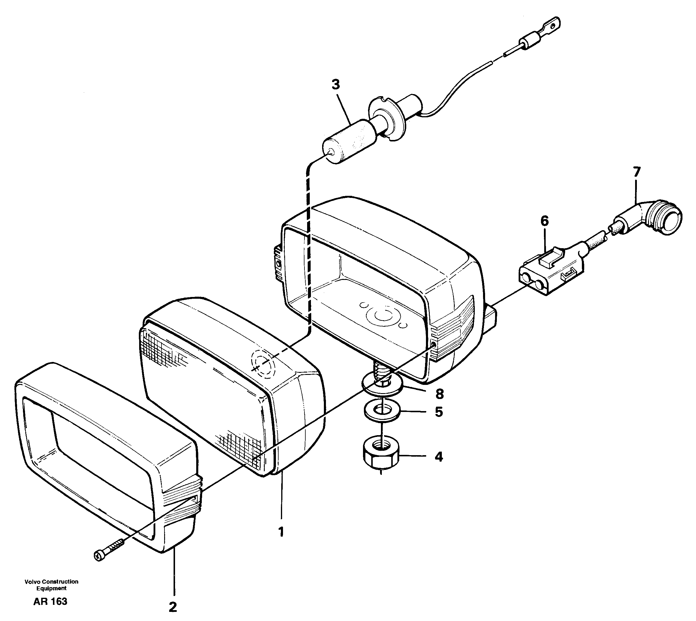 Схема запчастей Volvo L50C - 25450 Work lights Front L50C S/N 10967-, OPEN ROPS S/N 35001-