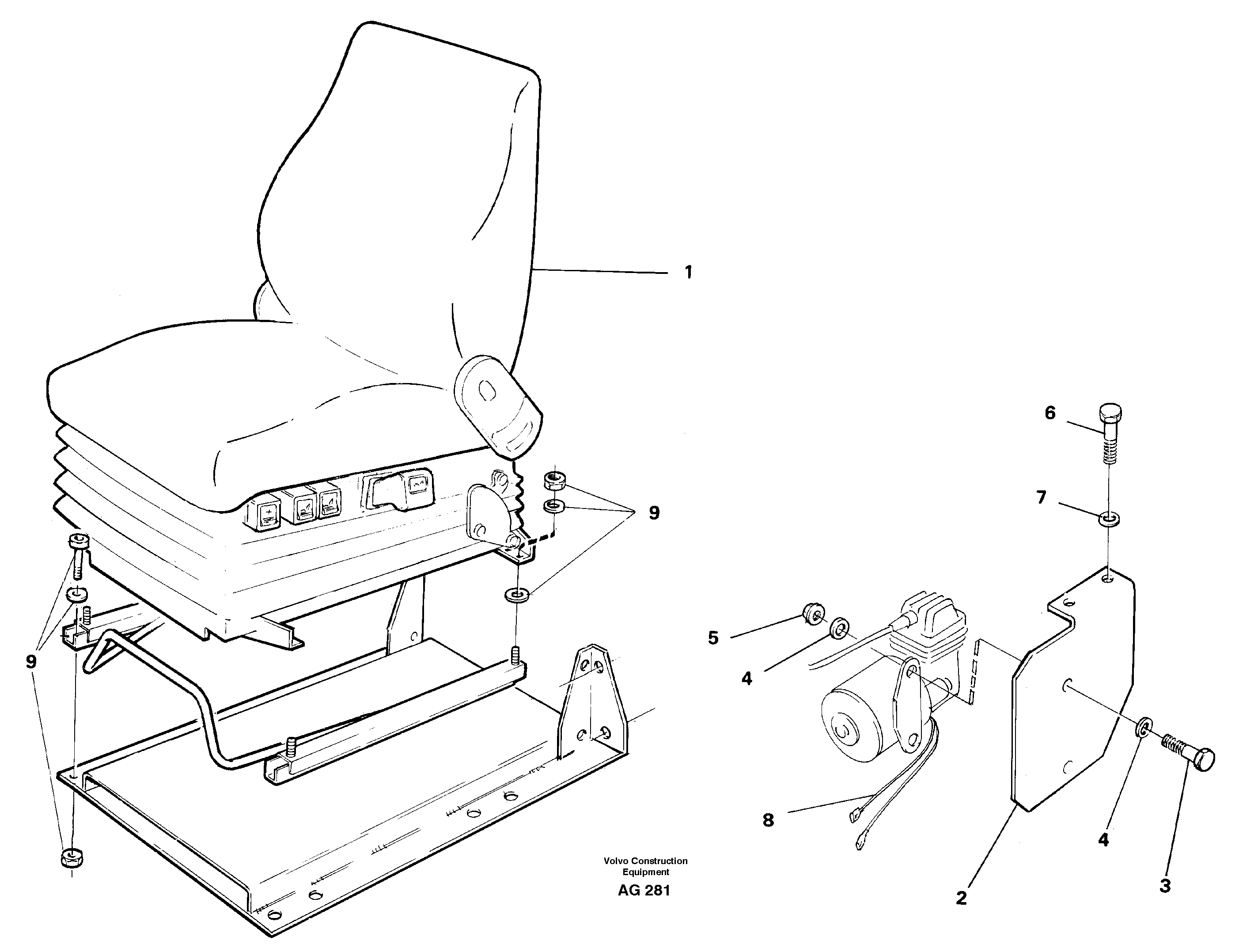 Схема запчастей Volvo L50C - 50426 Drivers seat, air suspensioned Isri L50B/L50C VOLVO BM VOLVO BM L50B/L50C SER NO - 10966