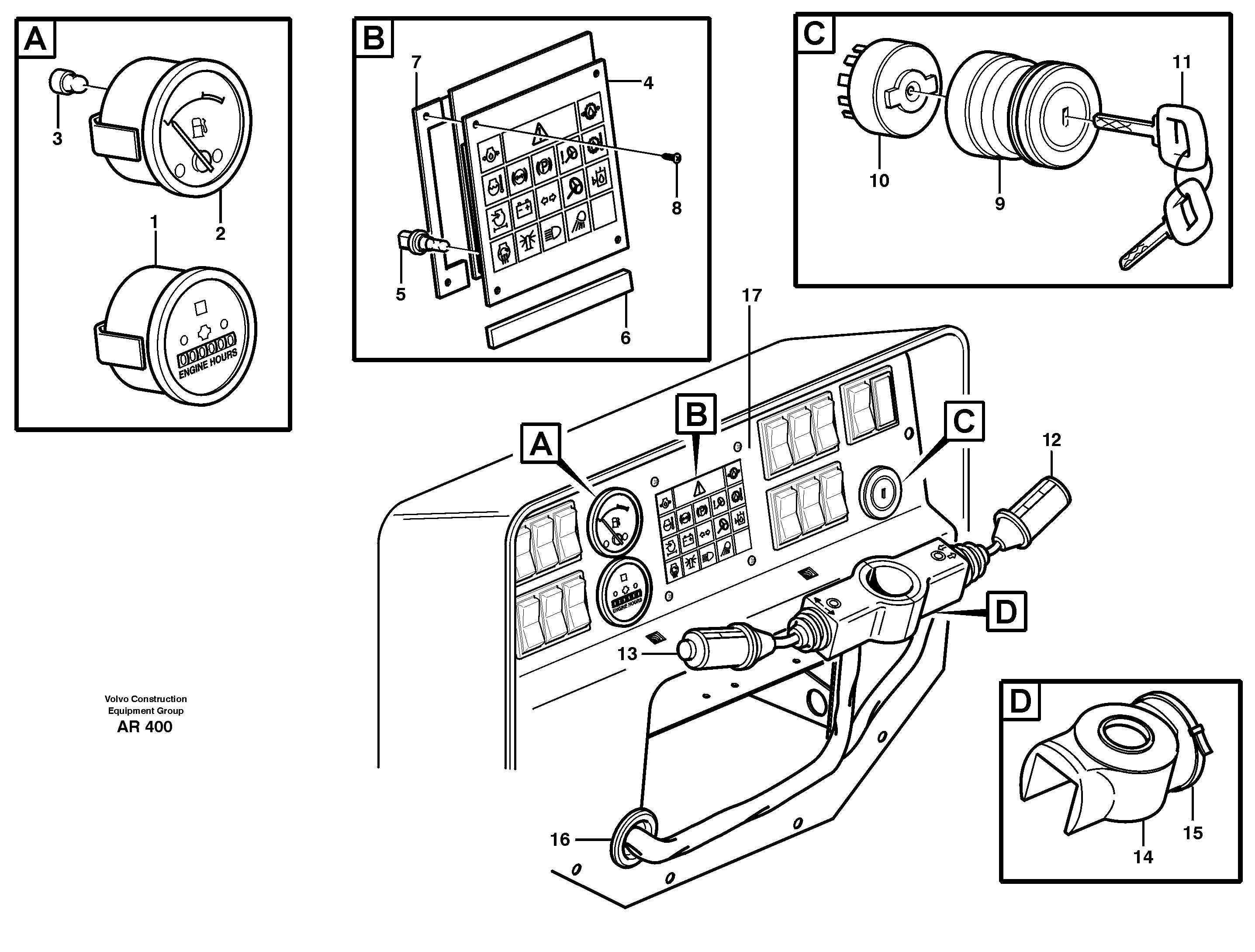 Схема запчастей Volvo L50C - 37888 Instruments panel L50C S/N 10967-, OPEN ROPS S/N 35001-