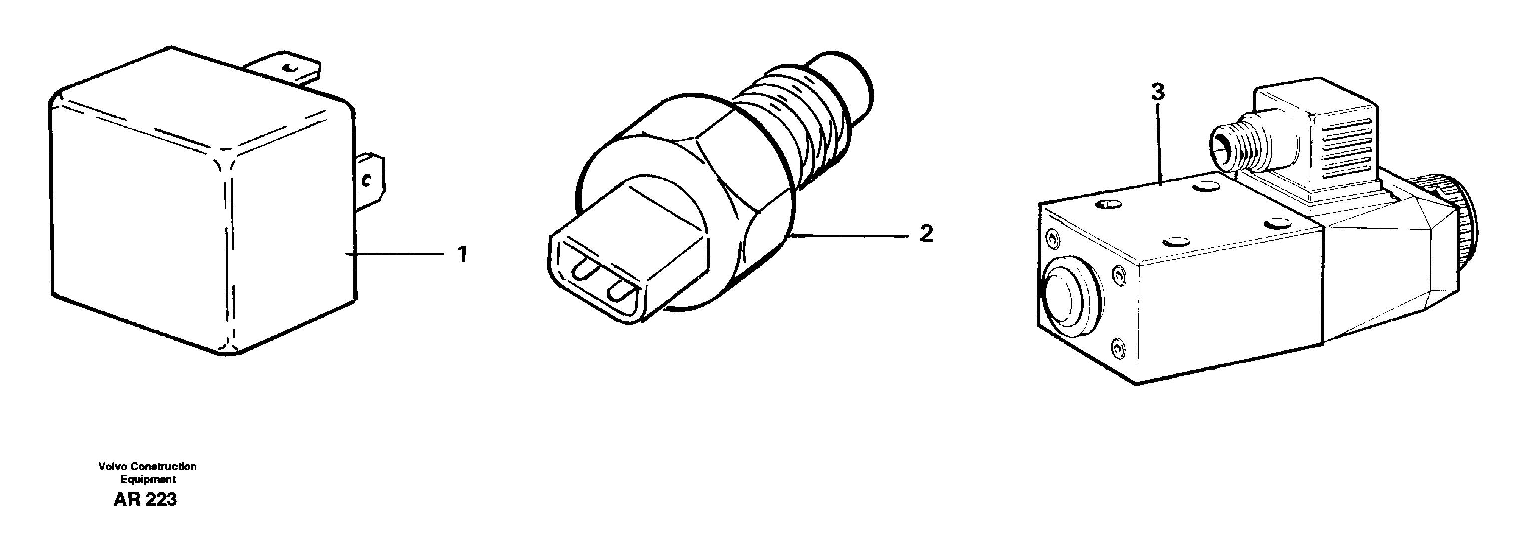 Схема запчастей Volvo L50C - 100459 Relays, sensors and solenoid valves Reference list L50C S/N 10967-, OPEN ROPS S/N 35001-